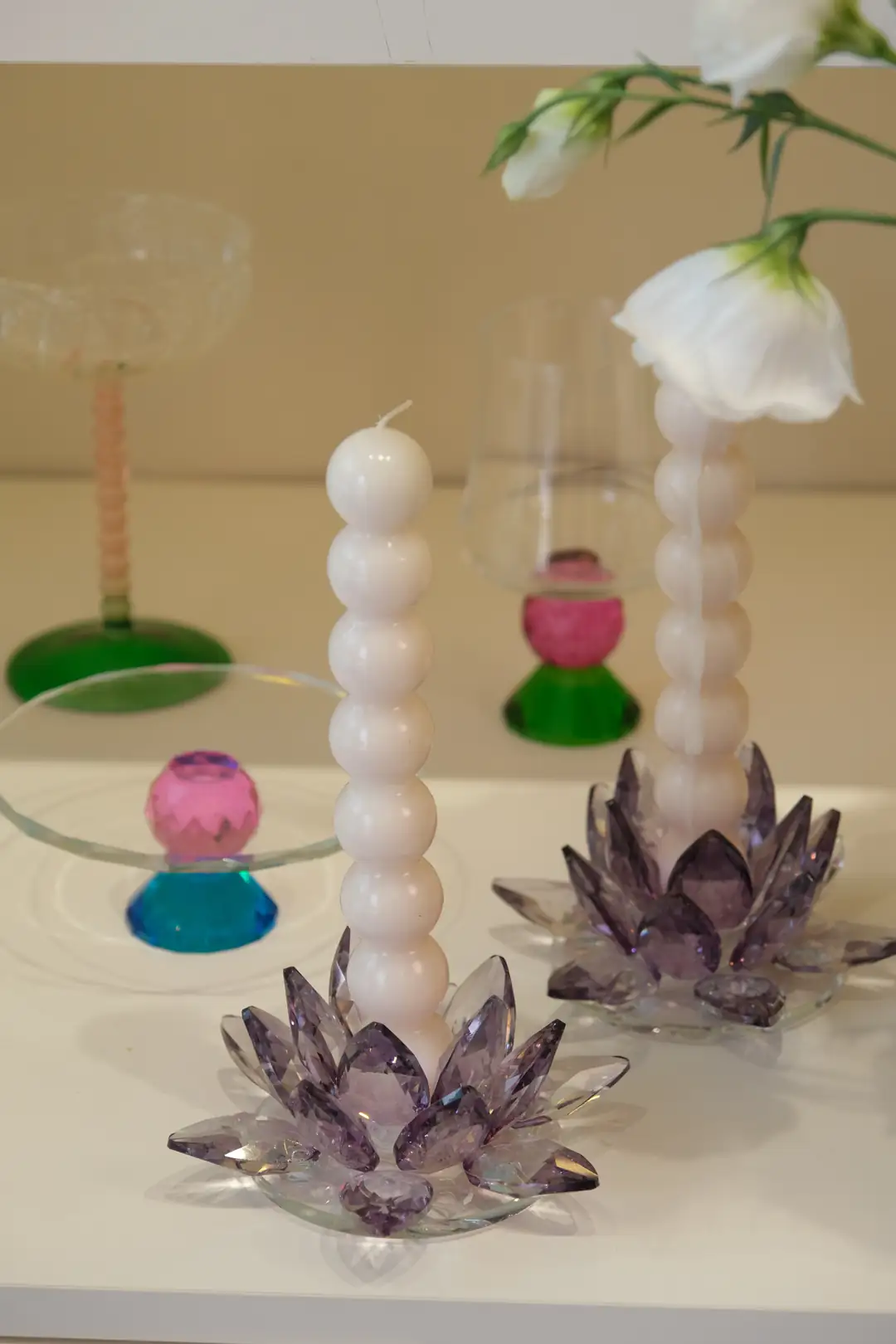 شمعدان كريستال بنفسجي Lotus 10*10 cm
