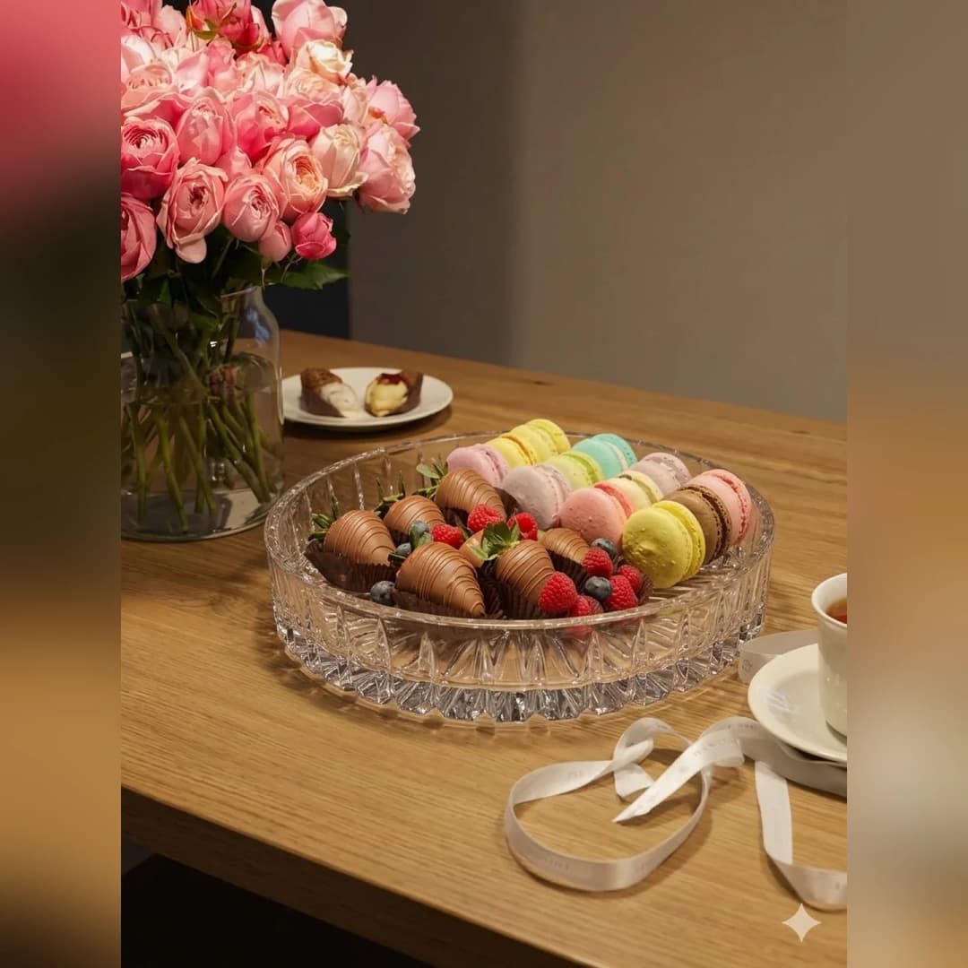وعاء كريستال مقطوع دائري 25 cm