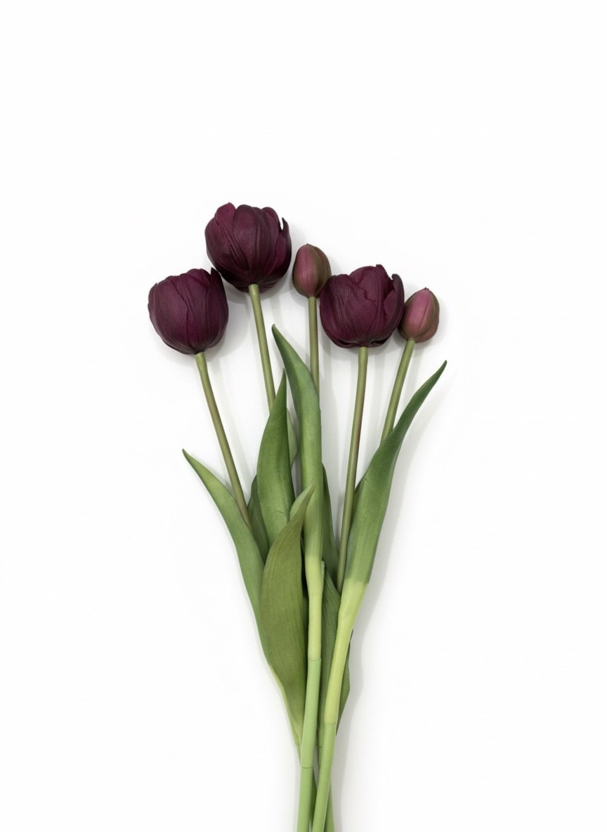 Islak Dokulu Yapay Lale  - Mürdüm 39 cm 