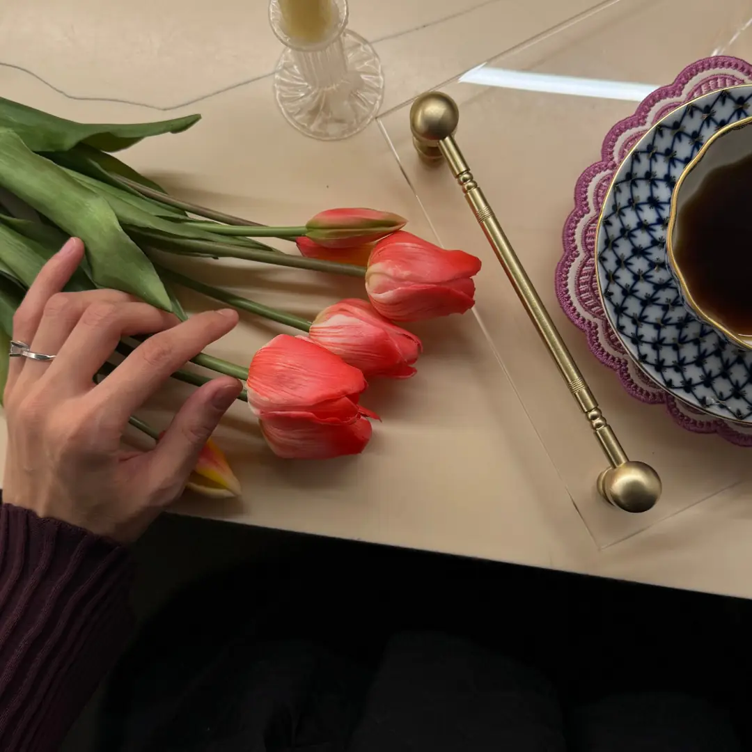 صناعي بملمس طبيعي زهرة التوليب Rose 46 cm