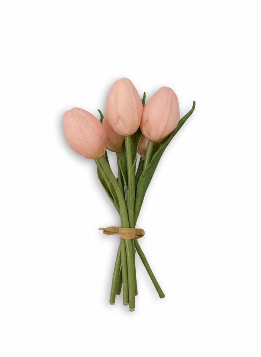 Mini Islak Dokulu Yapay Lale - Pembe 16 cm