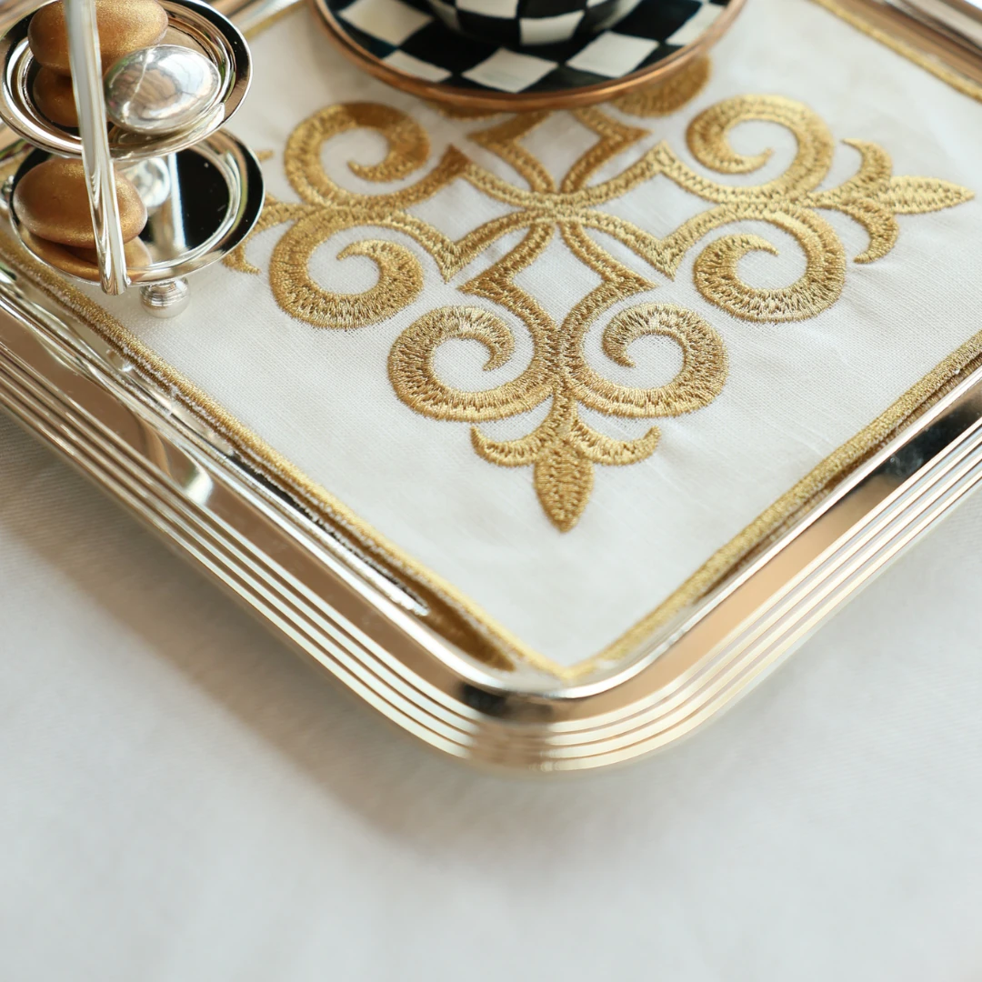 Gümüş Çubuklu Sunum Tepsi 26,5 x 26,5 cm