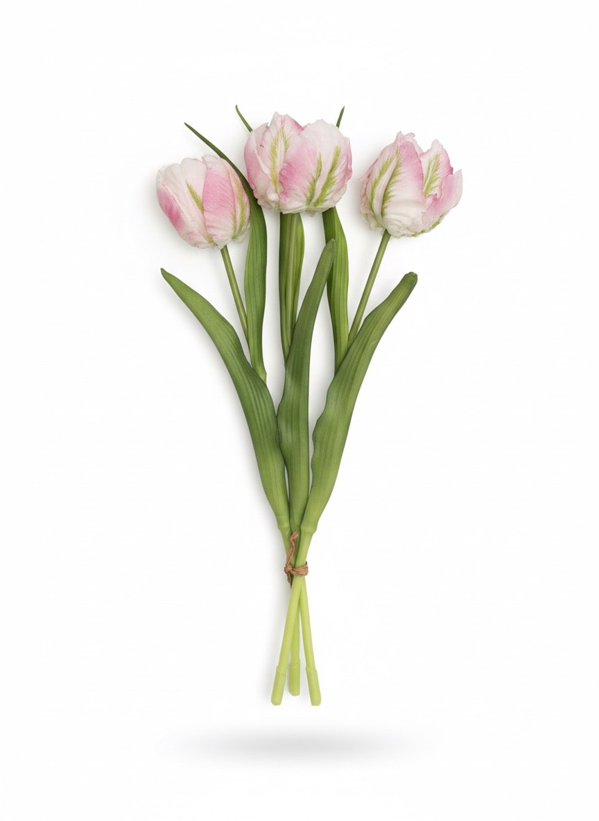 Islak Dokulu Yapay Lale Buketi - Rose 40 cm