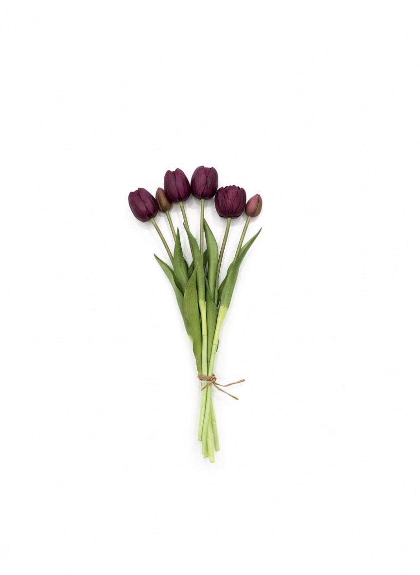 Islak Dokulu Yapay Lale  - Mürdüm 39 cm 