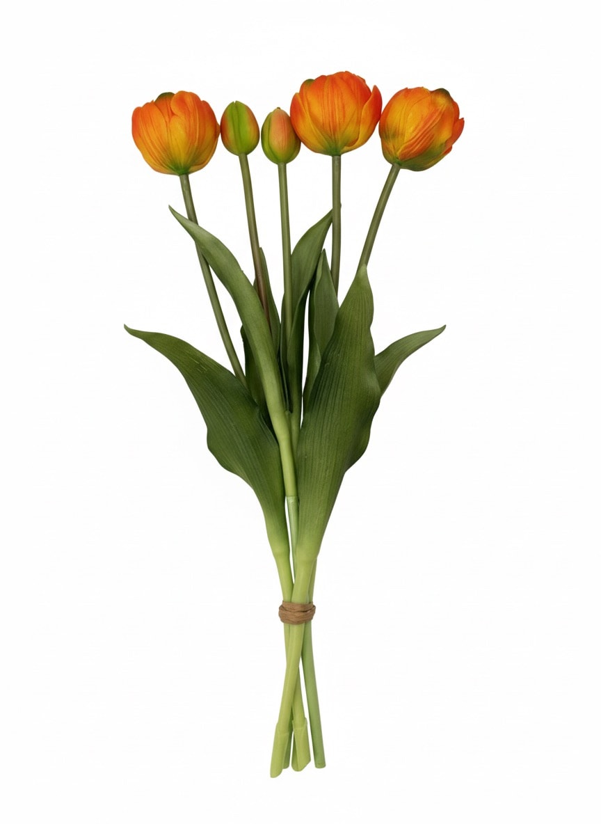 Islak Dokulu Yapay Lale  - Turuncu 39 cm 