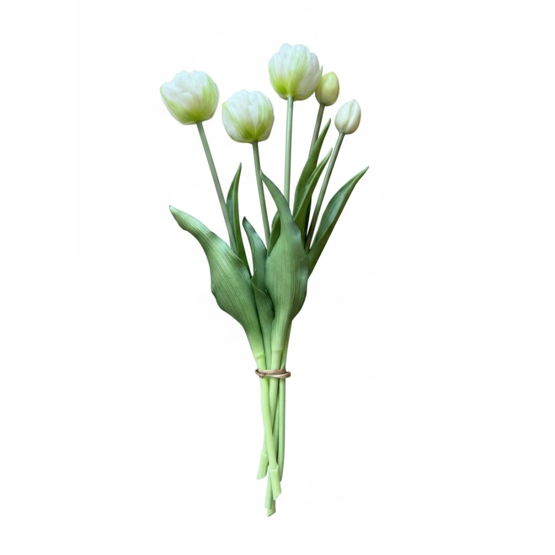 Islak Dokulu Yapay Lale - Beyaz 39 cm