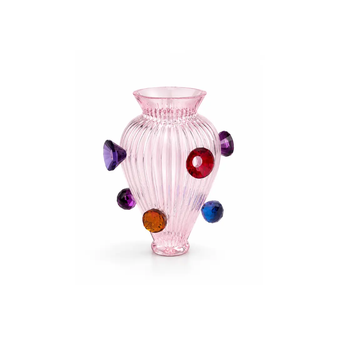 مزهرية كريستال زجاج ملون مزين بالأحجار Jewel 30 cm