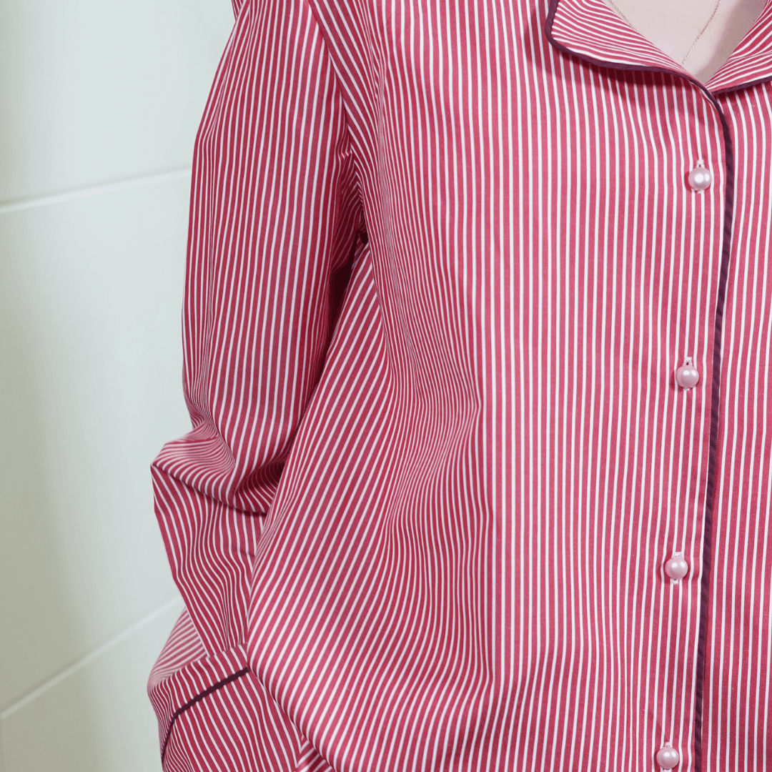 No:6 Kırmızı Çizgili Pijama Takım