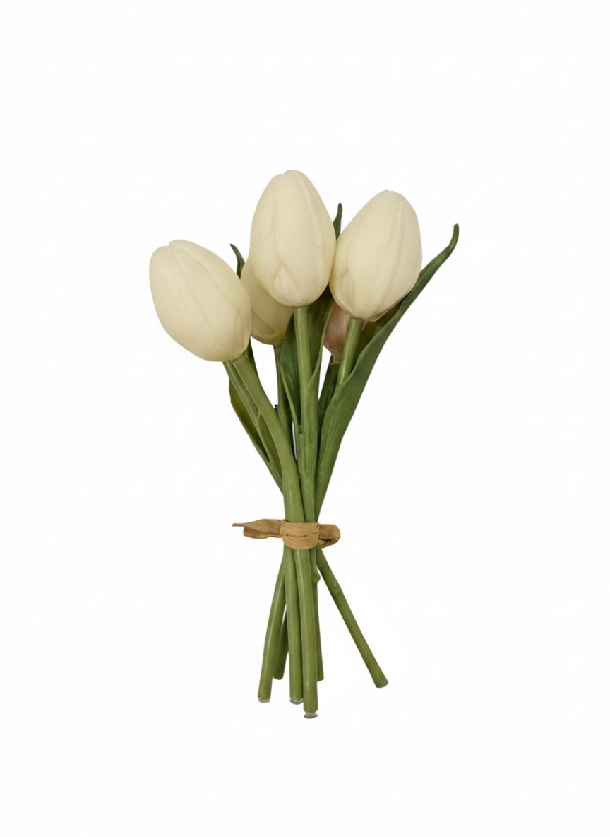 Mini Islak Dokulu Yapay Lale - Beyaz 16 cm