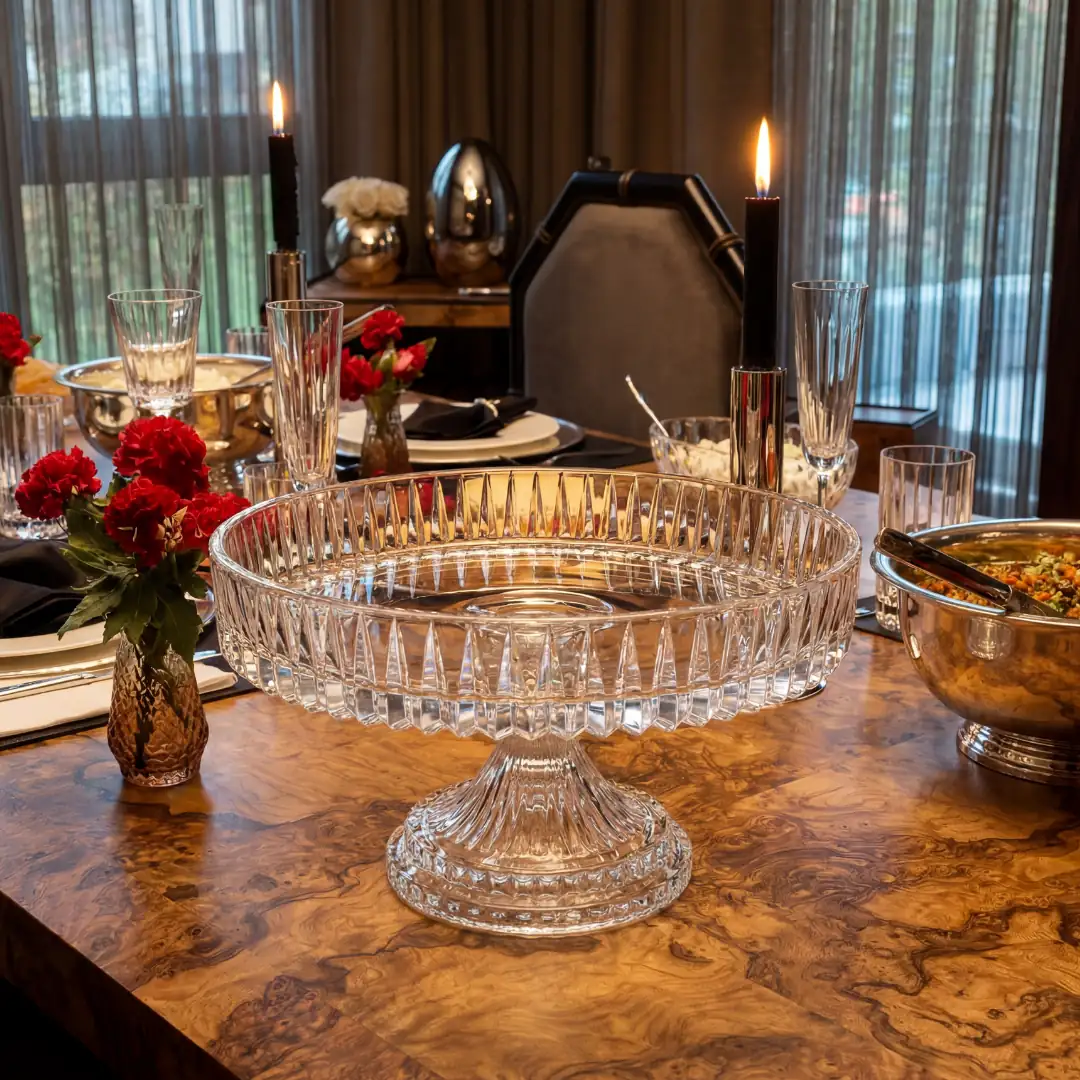 Cut Crystal Footed Serving Bowl 25 cm