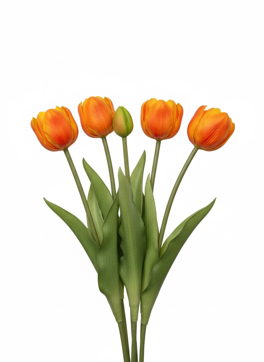 Islak Dokulu Yapay Lale  - Turuncu 39 cm 