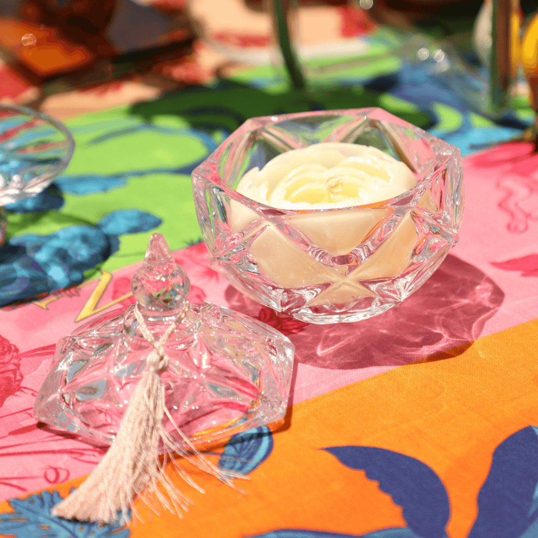 Blossom Candle Mum & ilovehomeglass Kristal Şekerlik