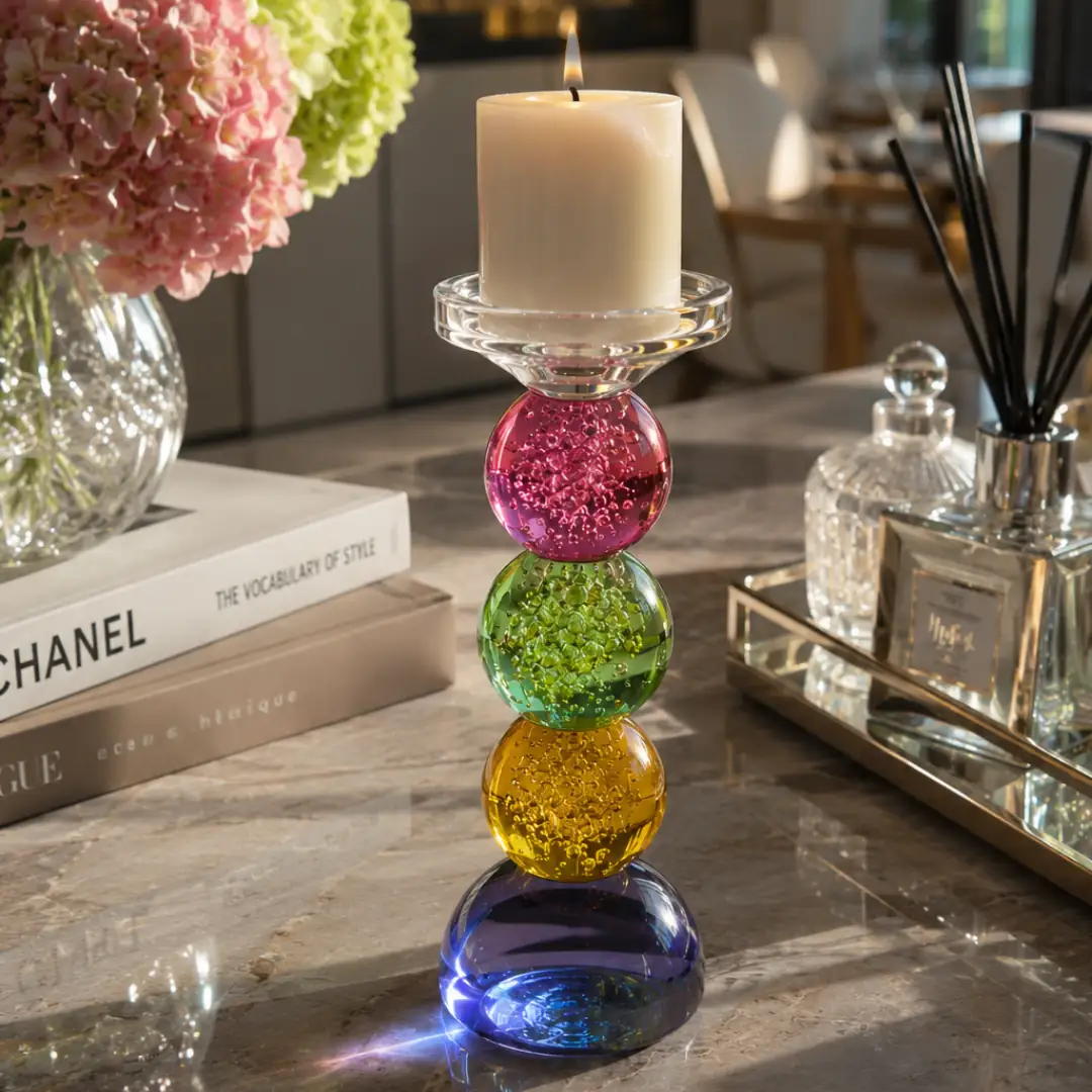 شمعدان زجاج كريستال قطعة واحدة Bubble 27 cm