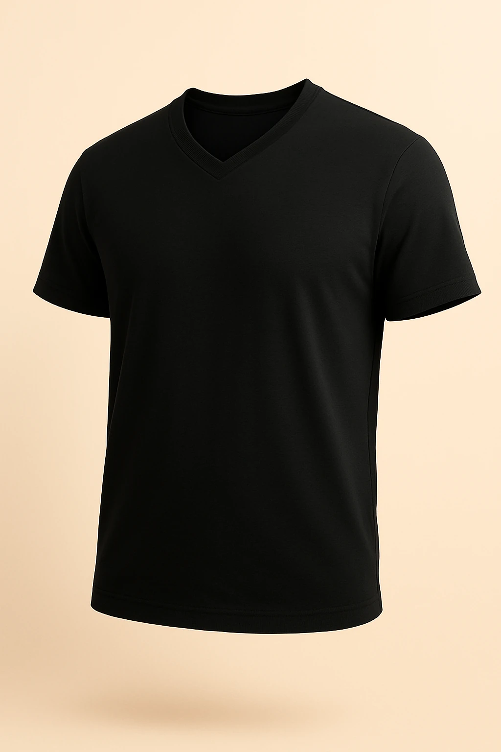 V Yaka Tişört - Siyah