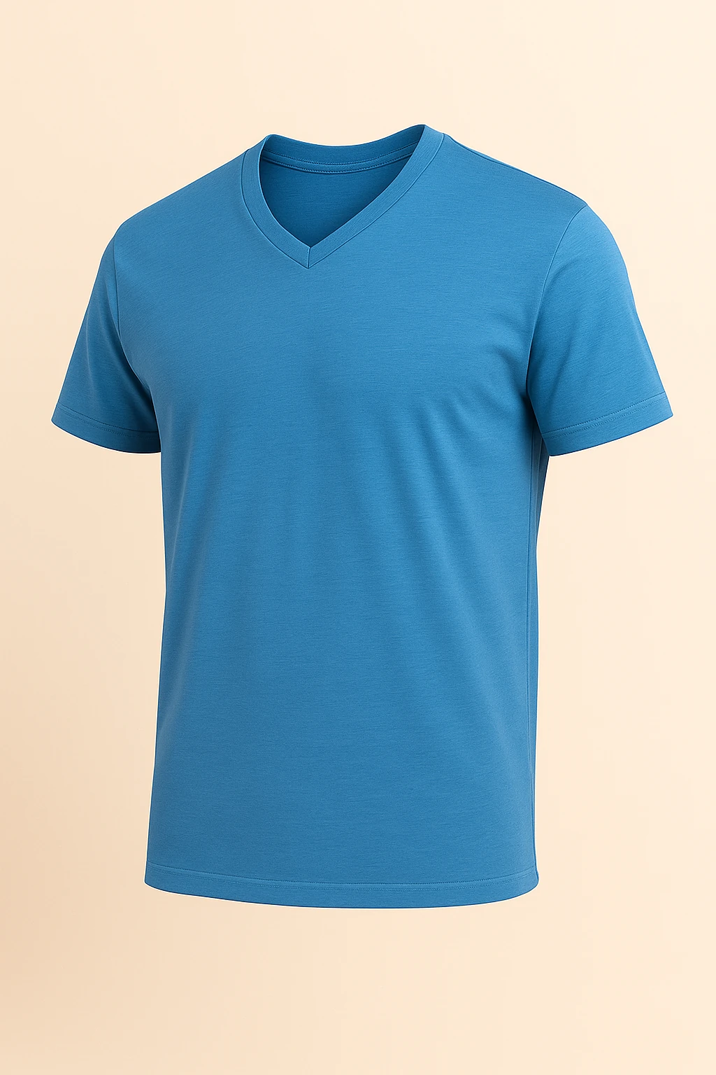 V Yaka Tişört - Mavi