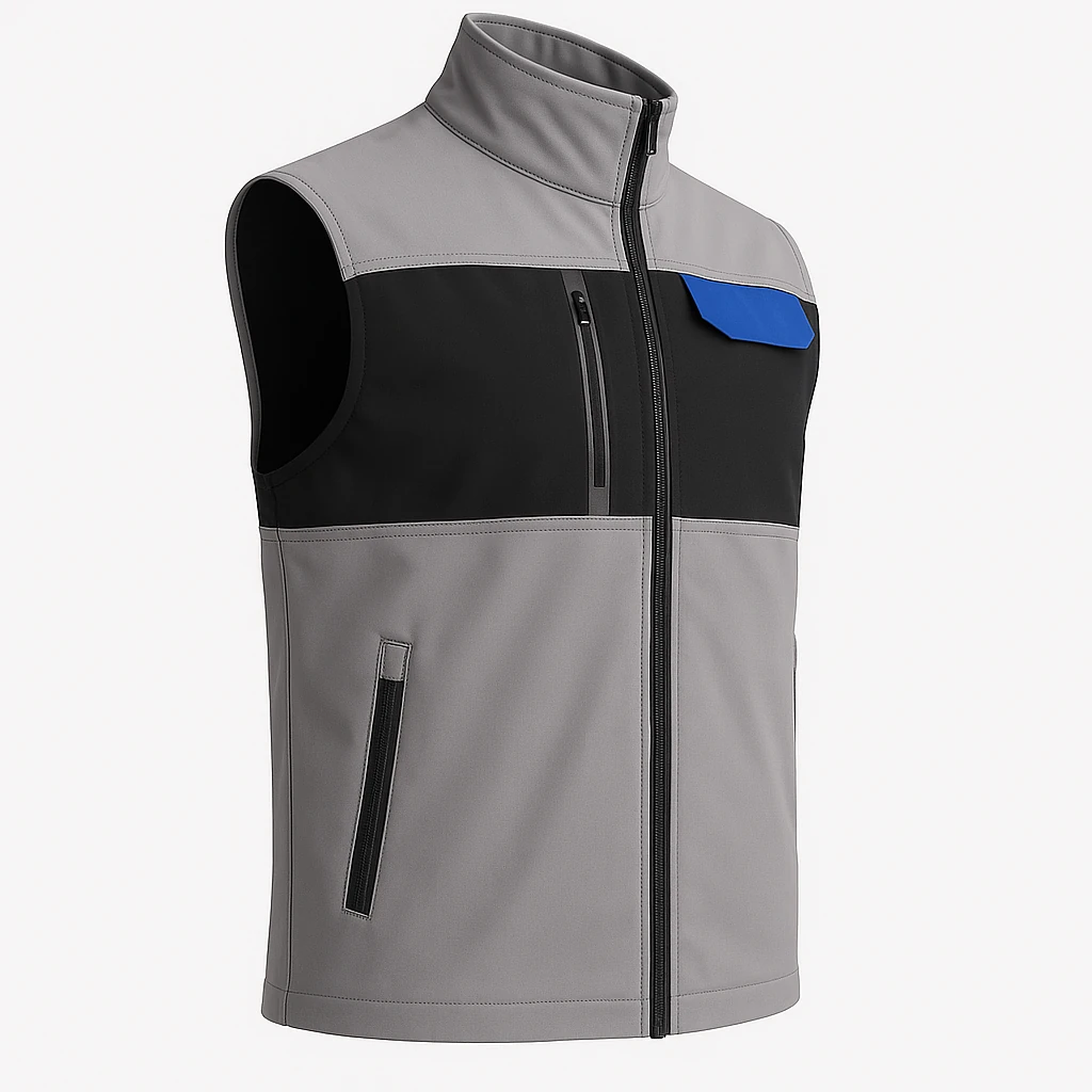 Teknik Yelek - Açık Gri-Lacivert Reflektör