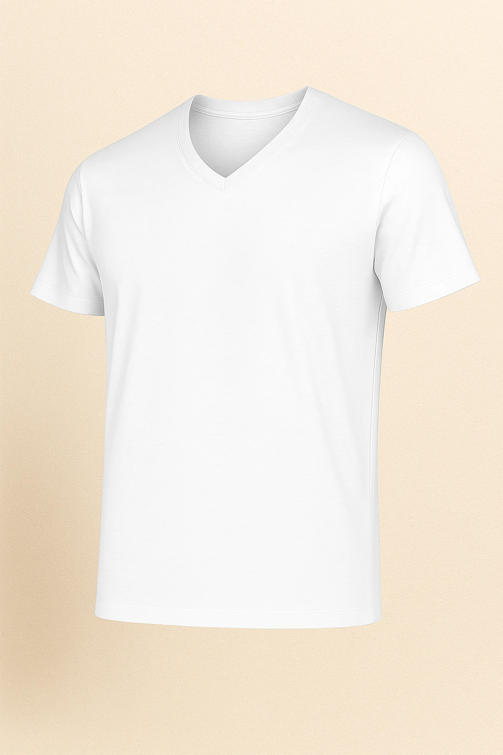 V Yaka Tişört - Beyaz
