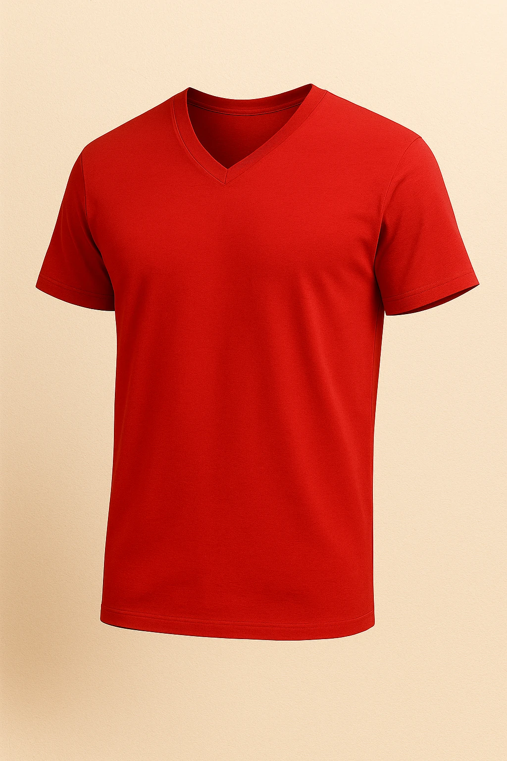 V Yaka Tişört - Kırmızı