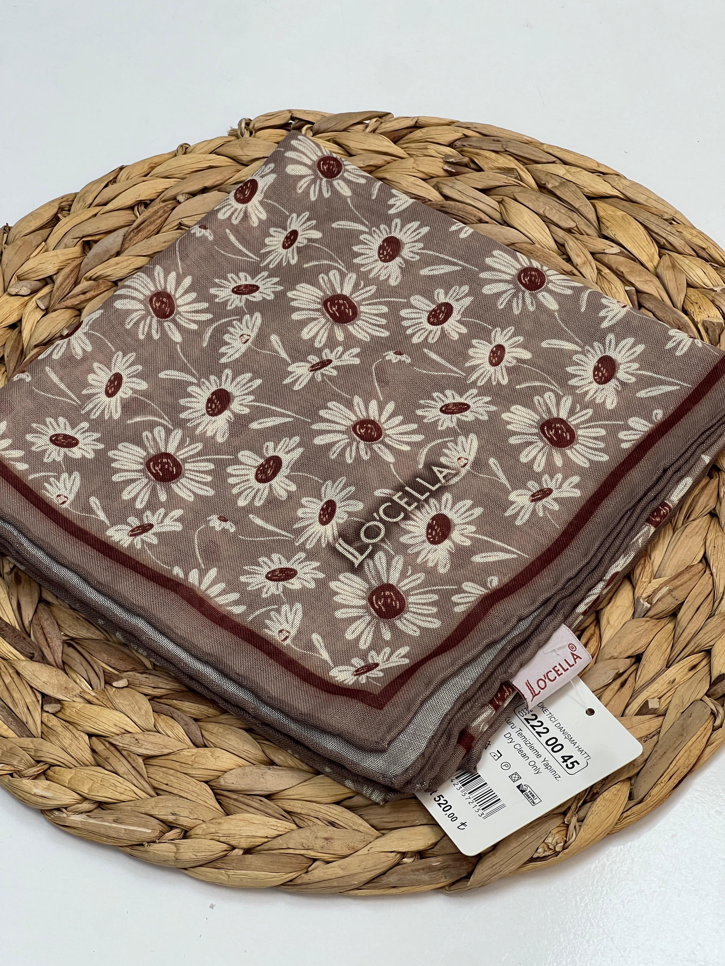 LOCELLA PAPATYA DESEN SOFT EŞARP - VİZON