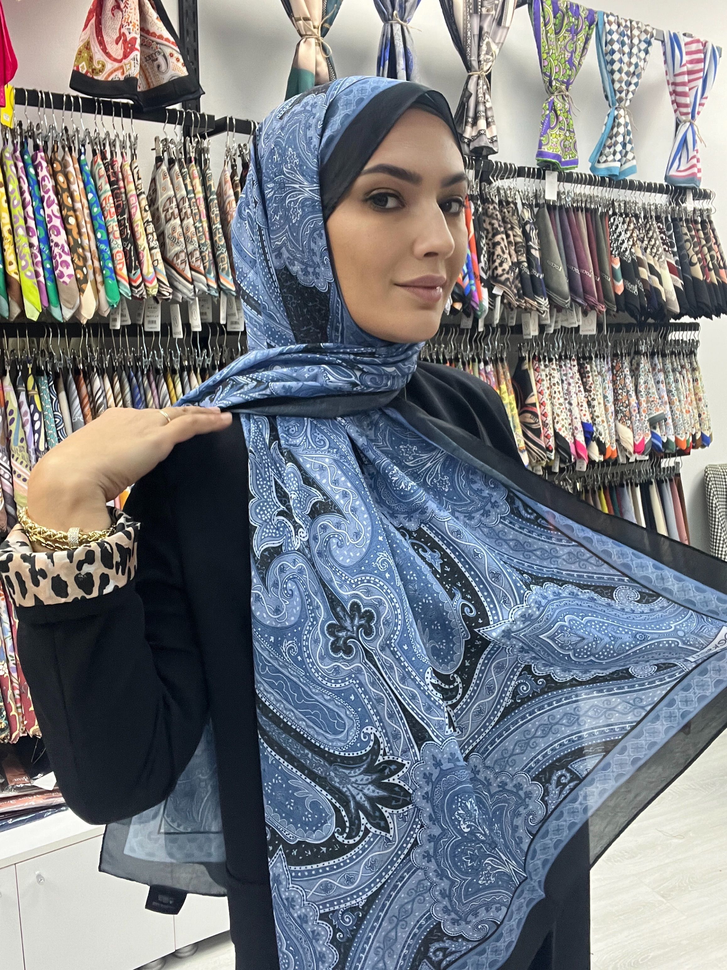 ETRO DESEN SOFT PAMUK ŞAL - SAKS MAVİ