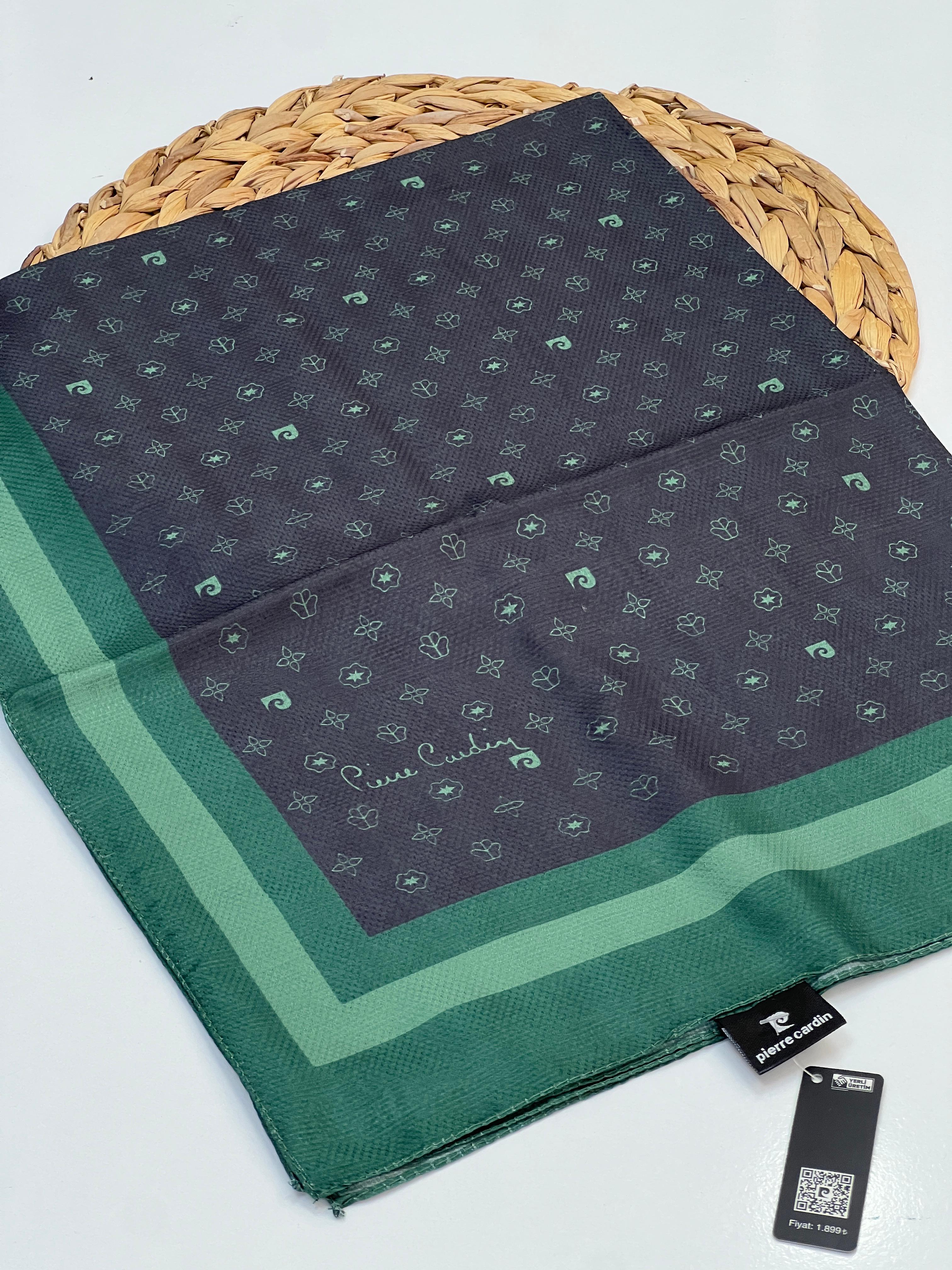 PİEERE CARDİN LACOSTE KUMAŞ SOFT ŞAL - SİYAH-ZÜMRÜT YEŞİL