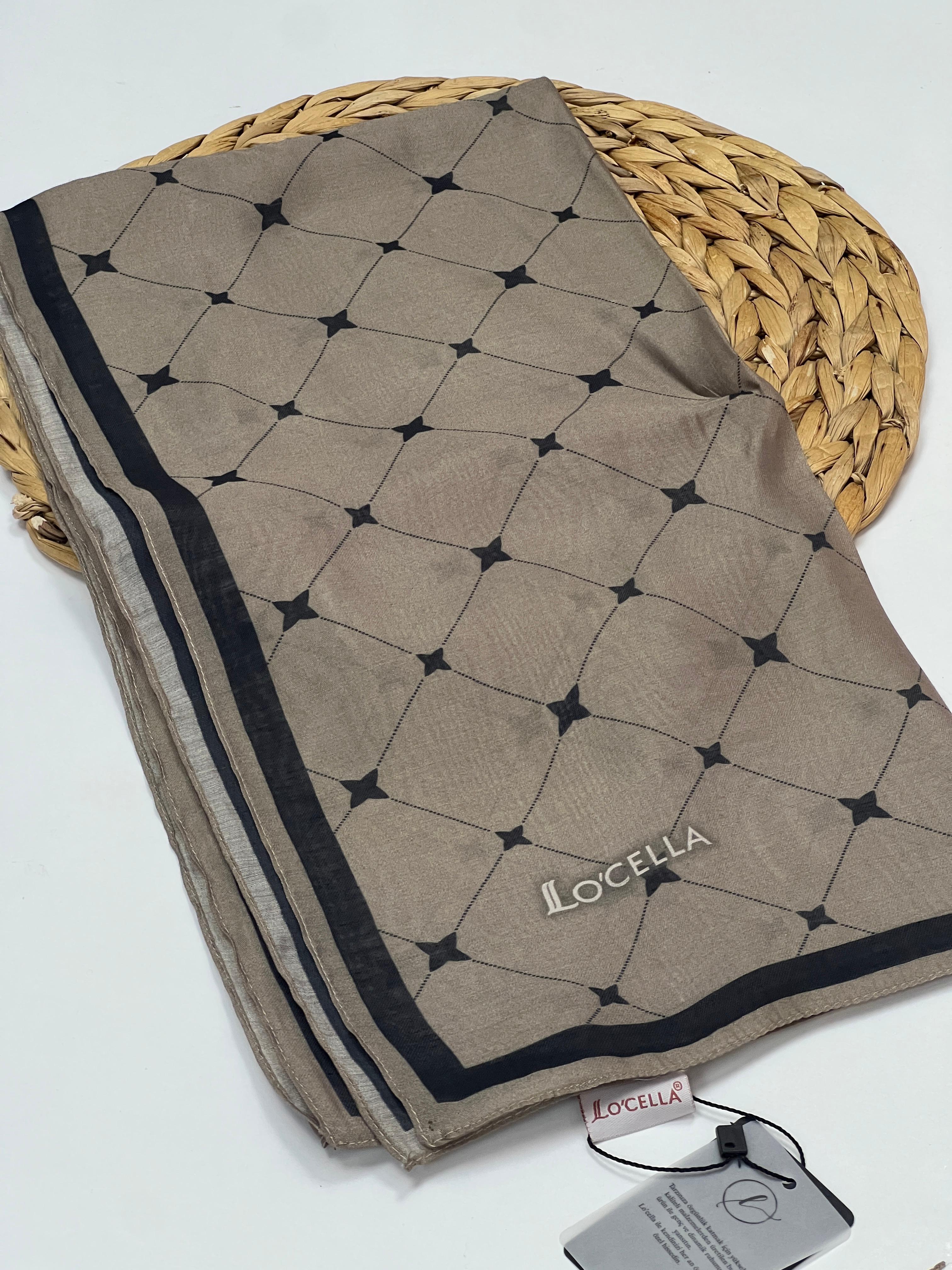 LOCELLA MONOGRAM DESEN MODAL İPEK EŞARP - VİZON
