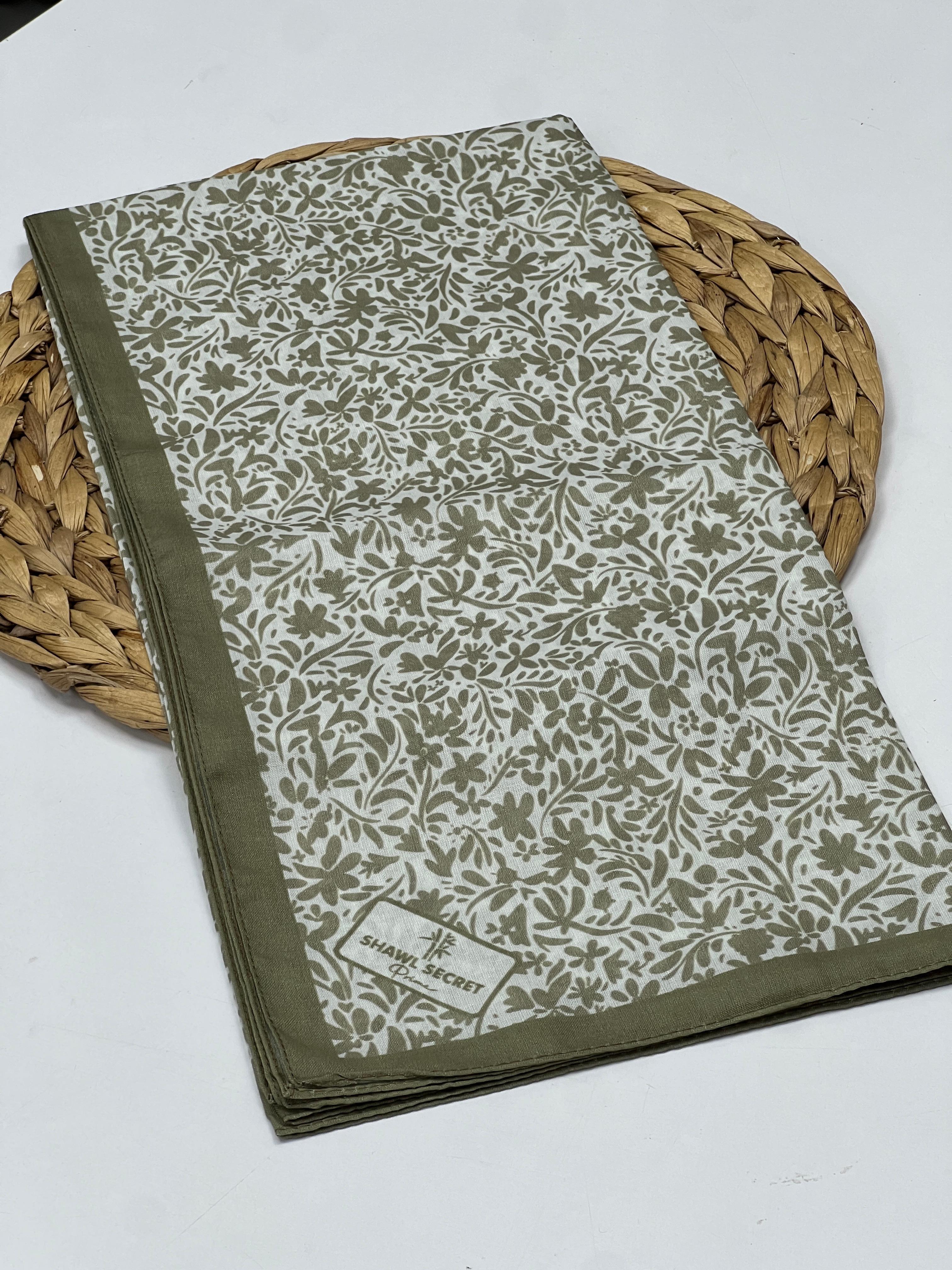 LAVANTA KOKULU ÇİÇEK DESEN EŞARP - mint 
