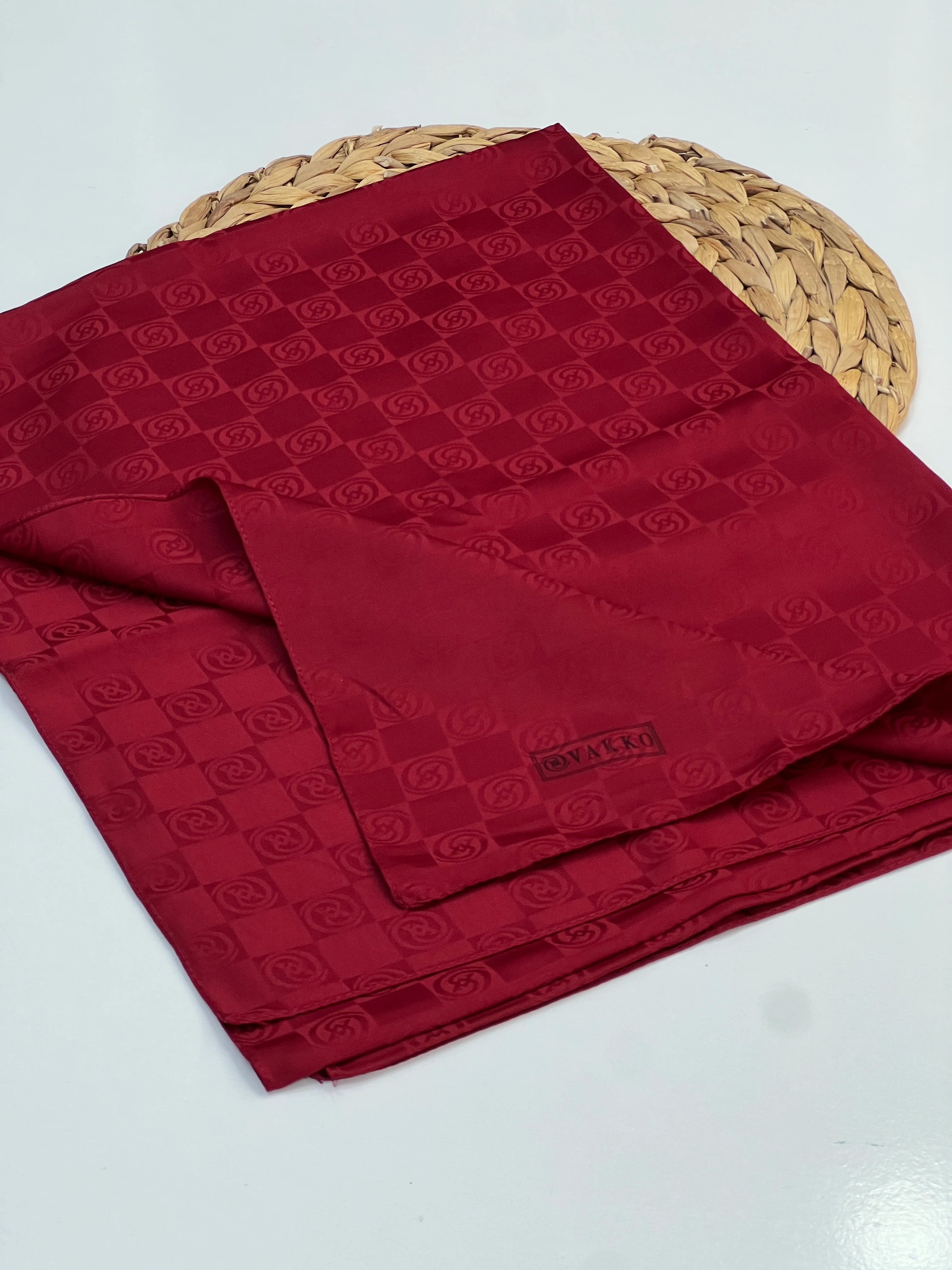 VAKKO MONOGRAM DAMA DESEN JAKAR ŞAL - BORDO