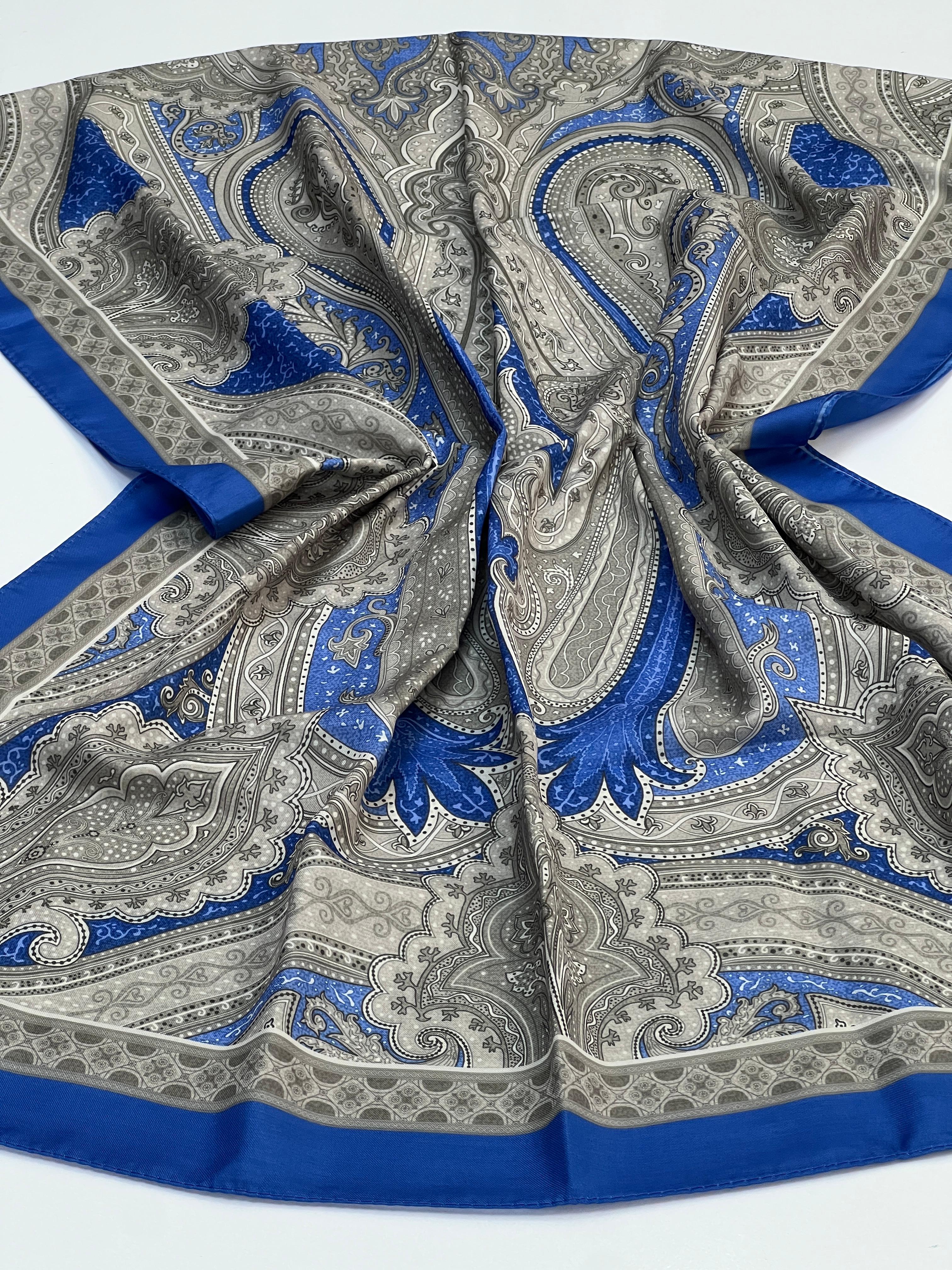 ETRO DESEN SOFT PAMUK ŞAL - SAKS MAVİ 2