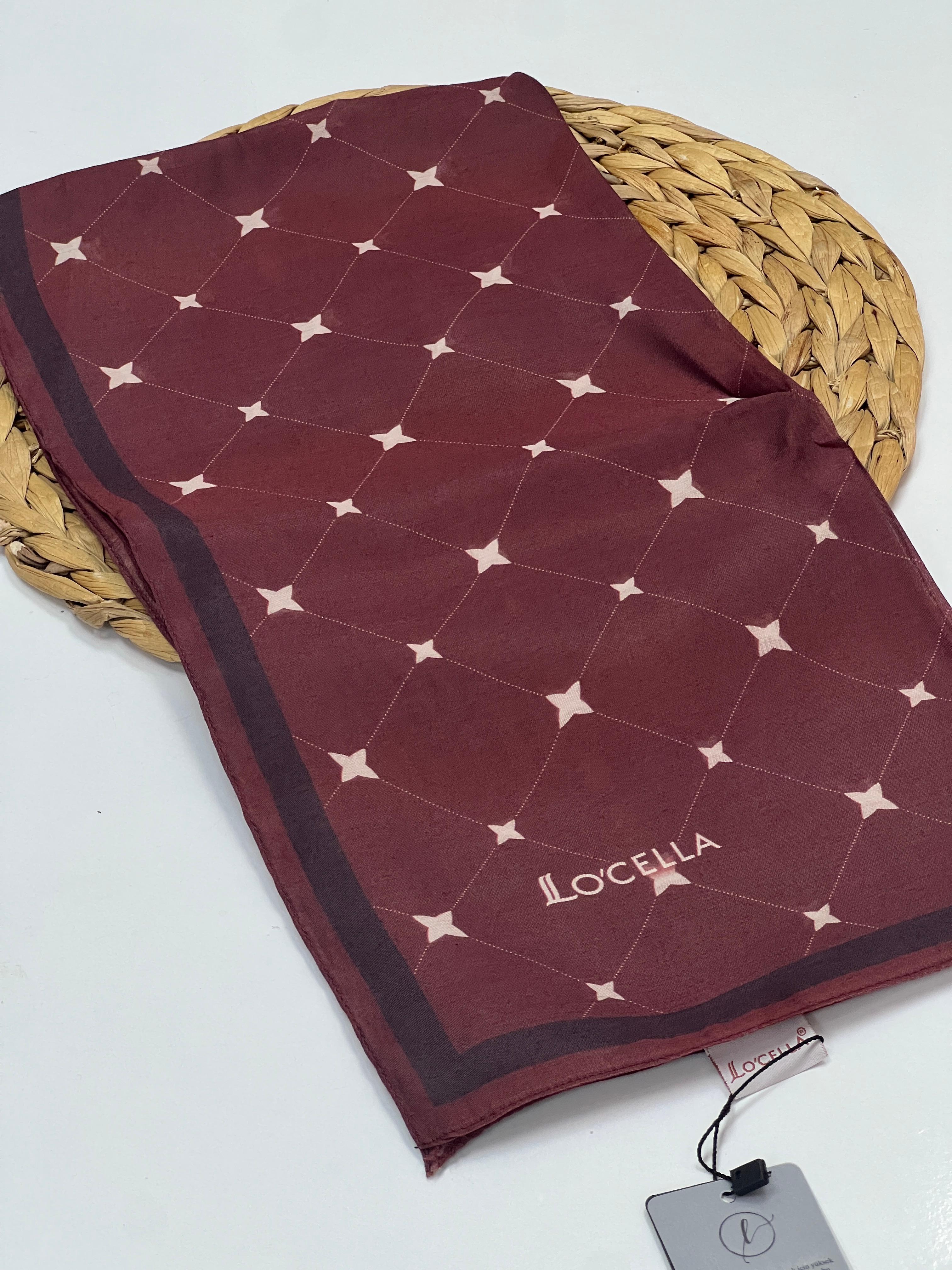 LOCELLA MONOGRAM DESEN MODAL İPEK EŞARP - BORDO