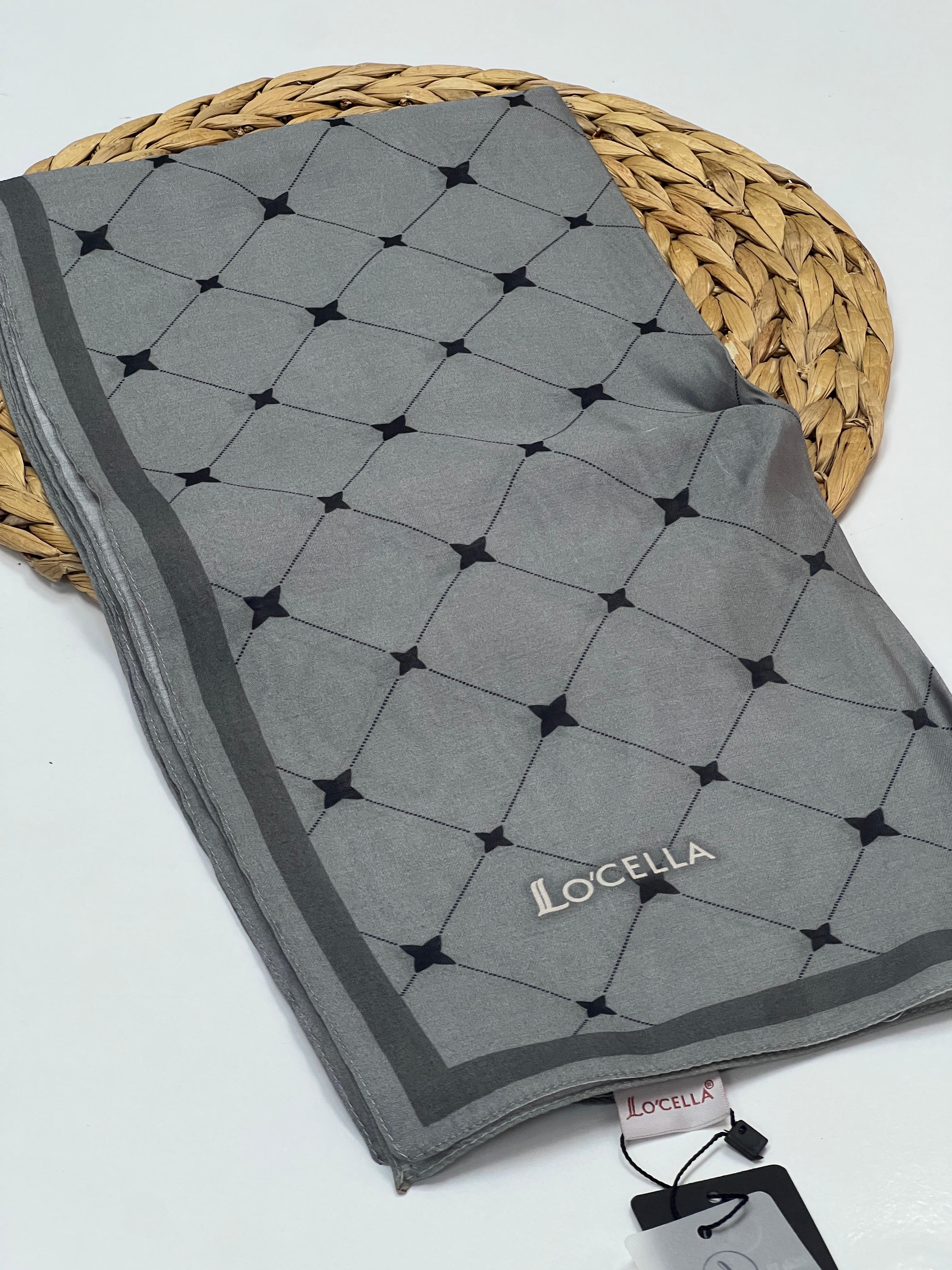 LOCELLA MONOGRAM DESEN MODAL İPEK EŞARP - GRİ