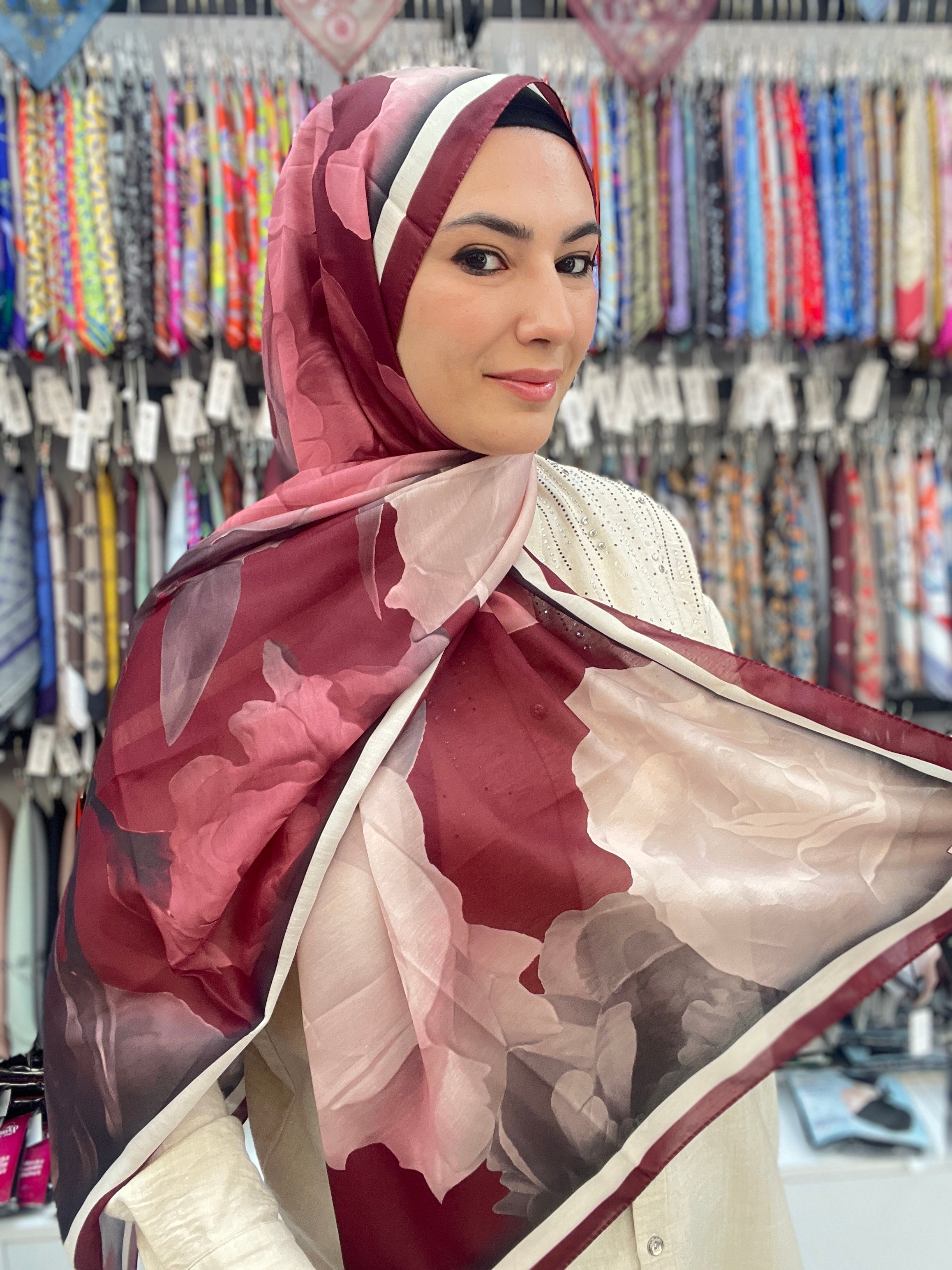 LOTUS SERİSİ SOFT PAMUK ŞAL - BORDO