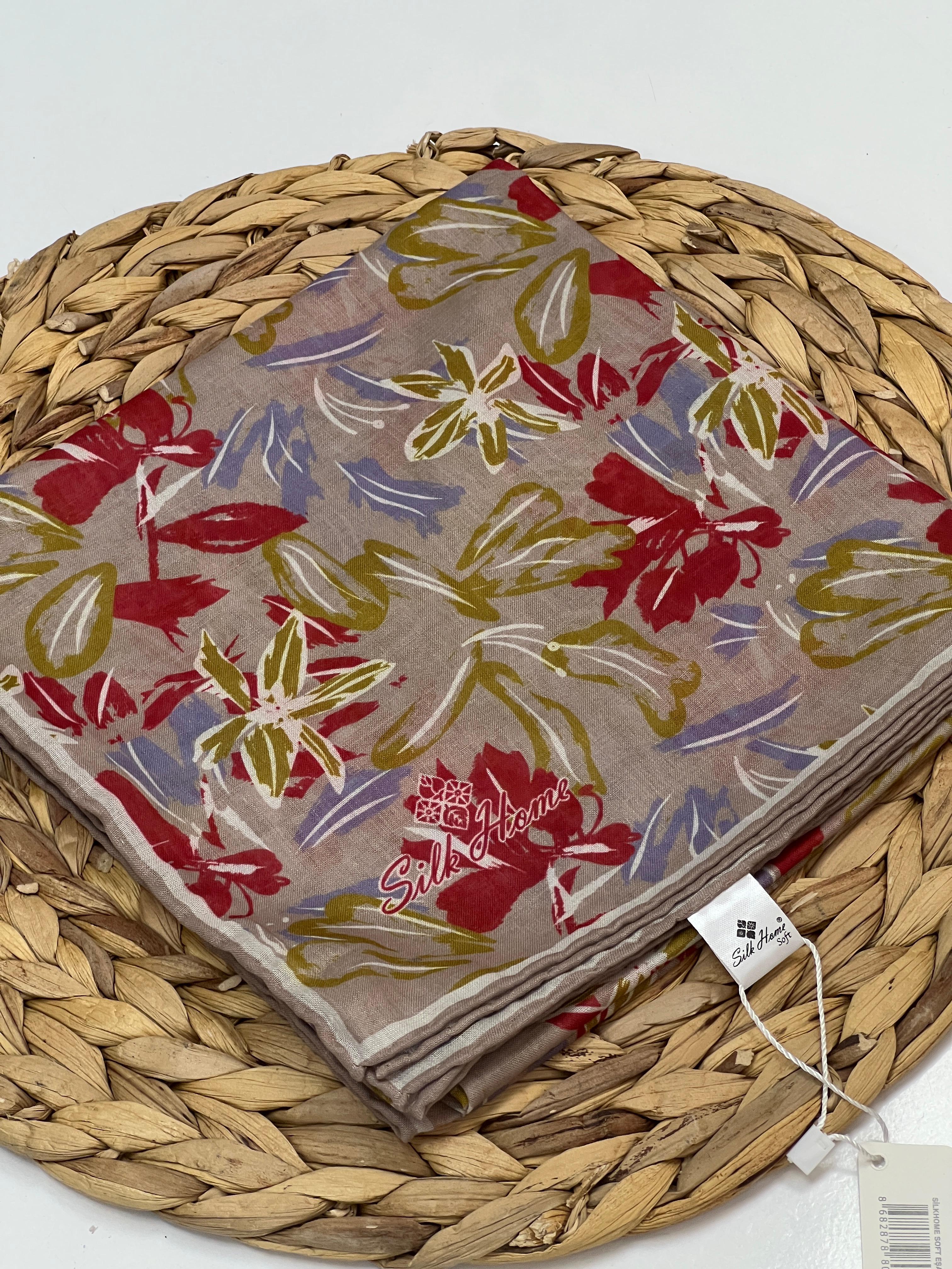 SİLK HOME RENKLİ ÇİÇEK DESEN SOFT EŞARP - RENK 13