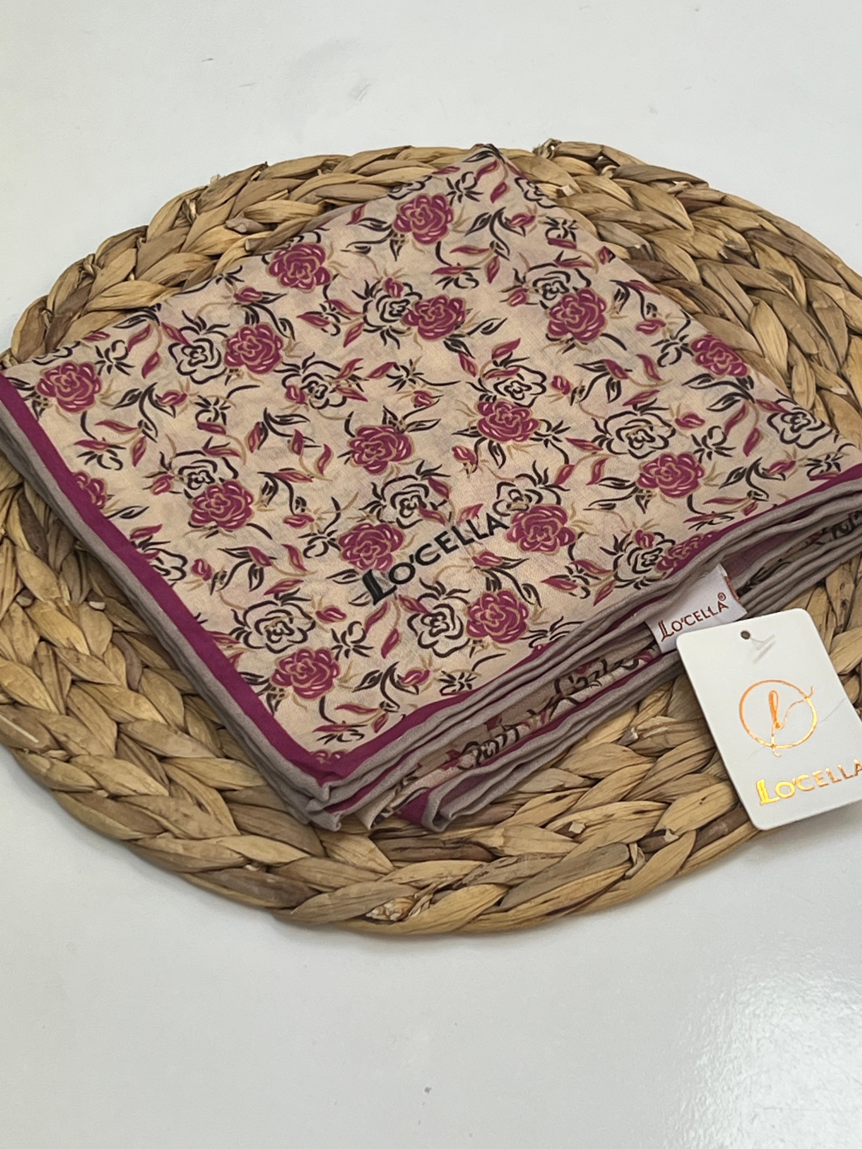 LOCELLA GÜL DESEN SOFT EŞARP - PEMBE