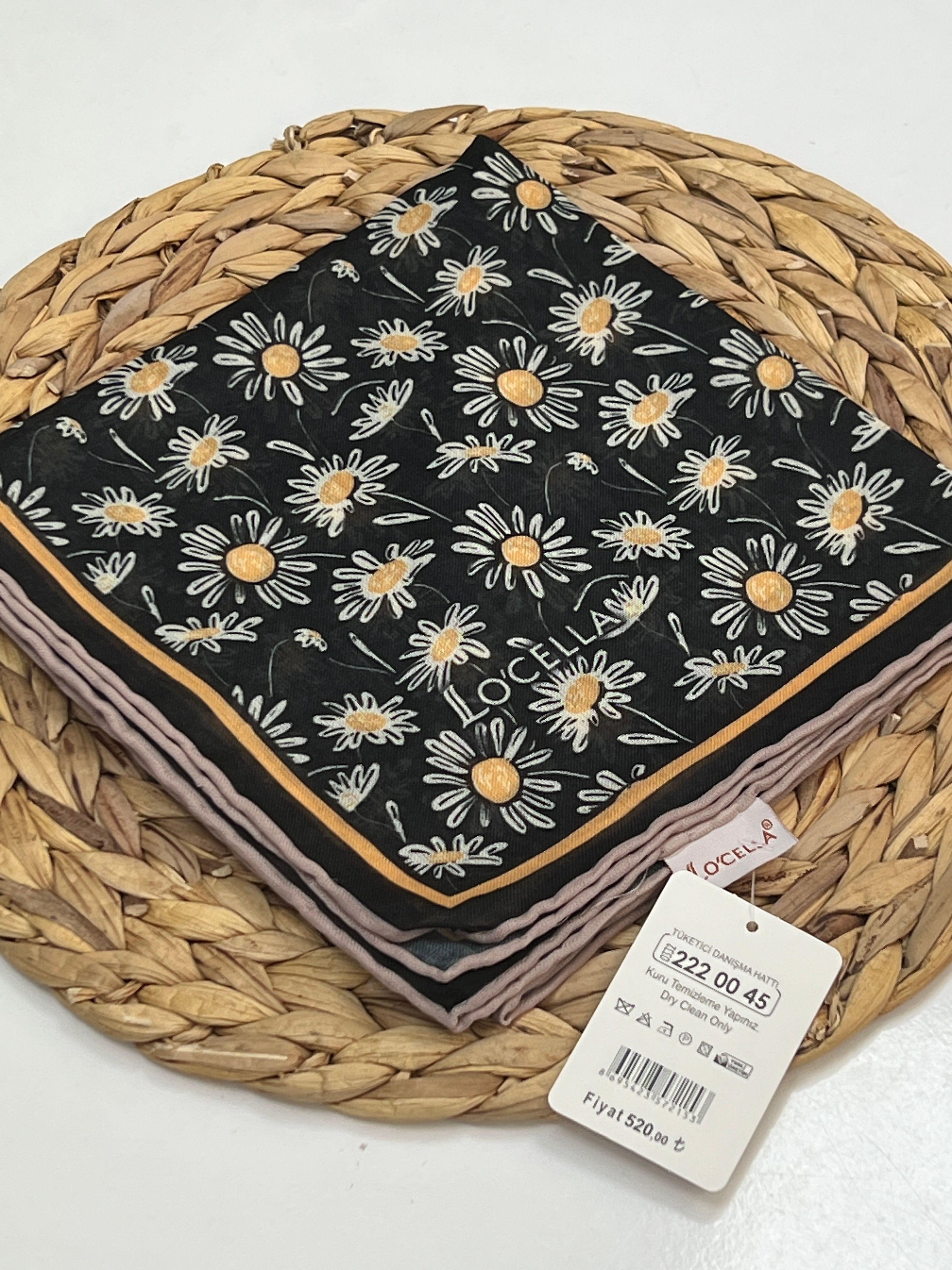 LOCELLA PAPATYA DESEN SOFT EŞARP - SİYAH 2