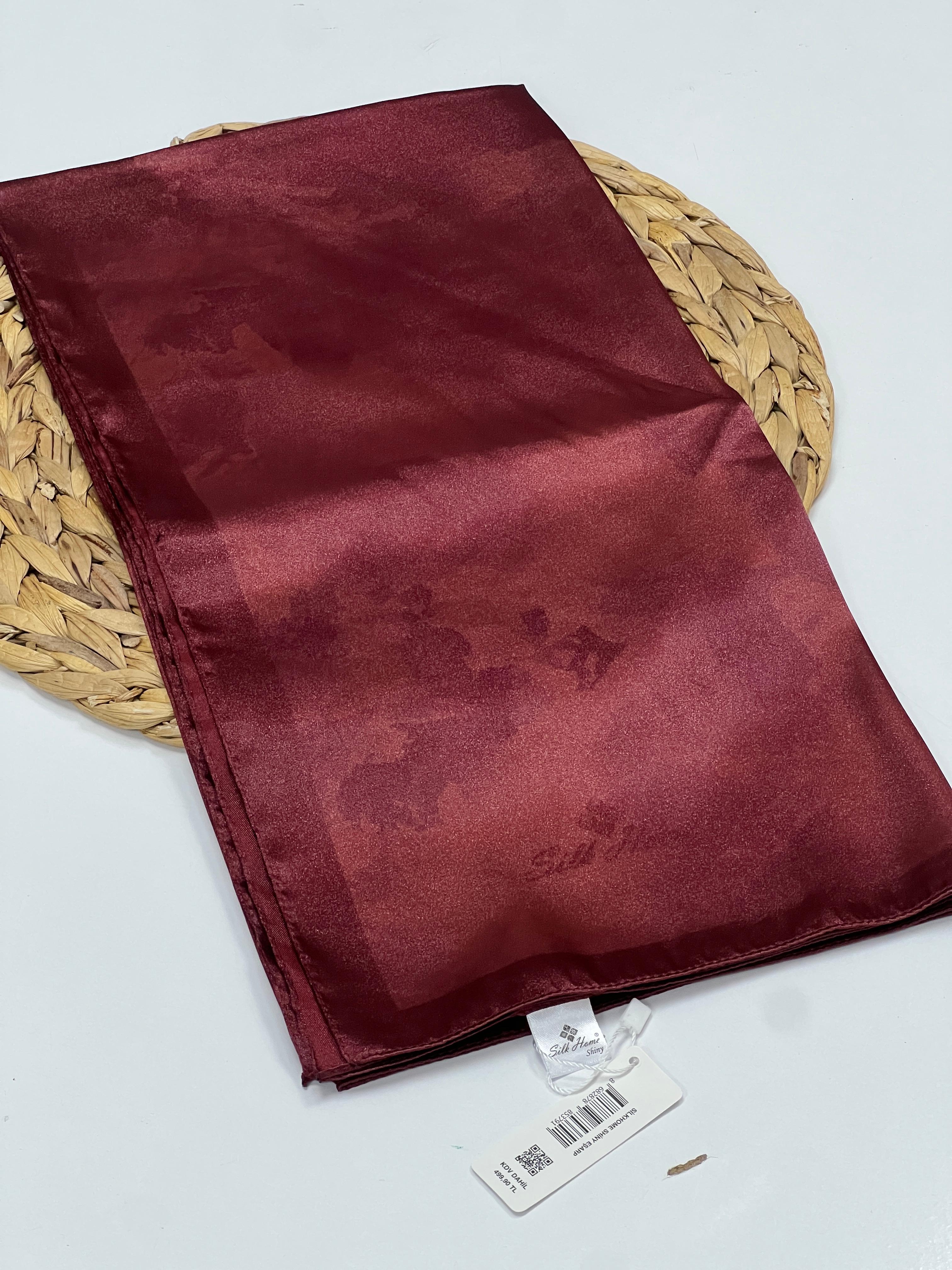 Bulut desen kristal twil eşarp - BORDO