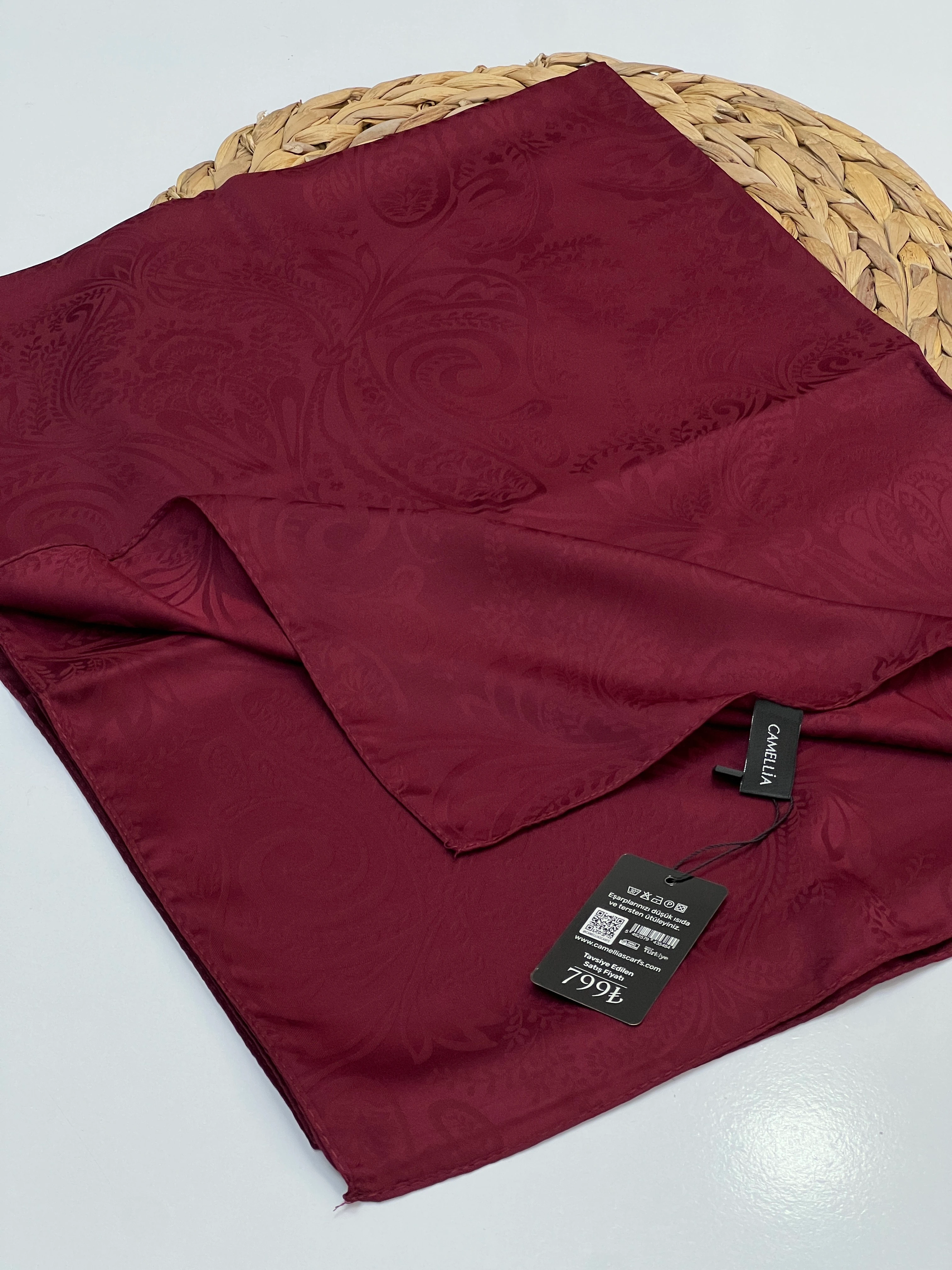 ETNİK DESEN JAKAR ŞAL - KOYU BORDO