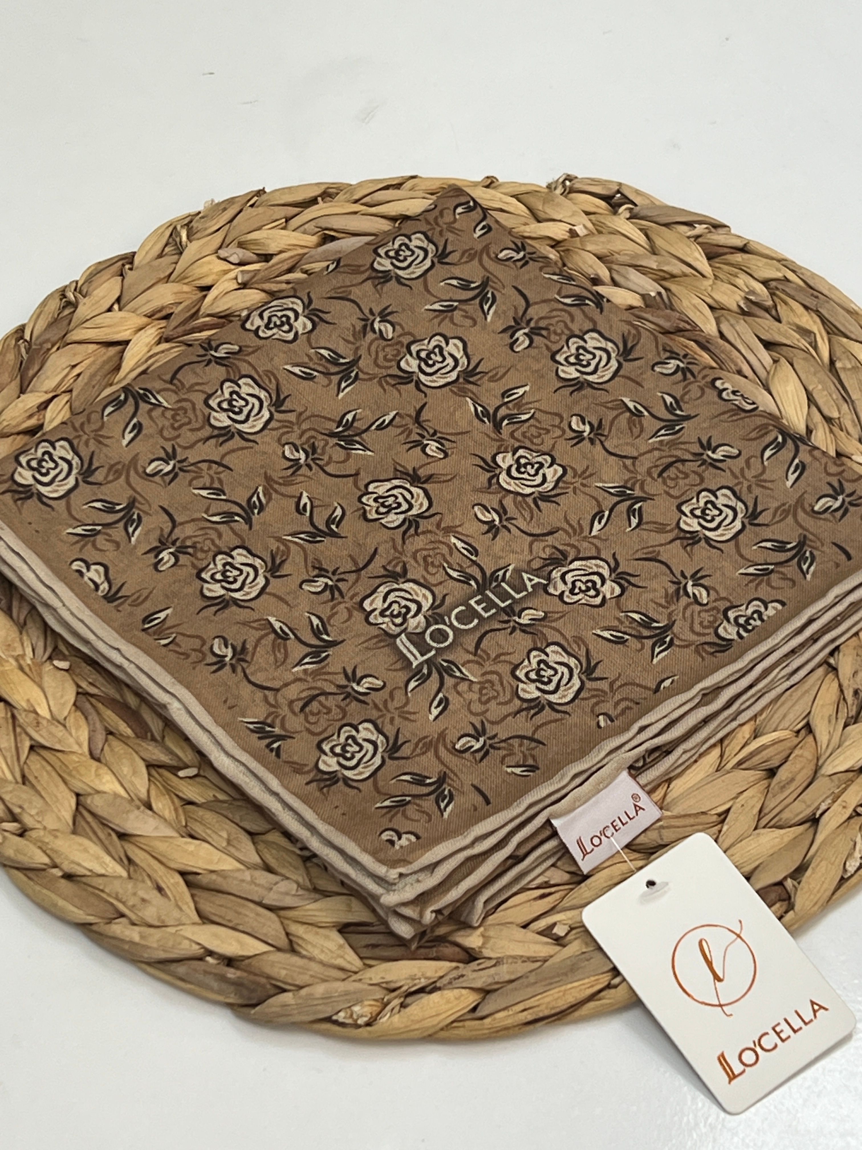 LOCELLA GÜL DESEN SOFT EŞARP - VİZON