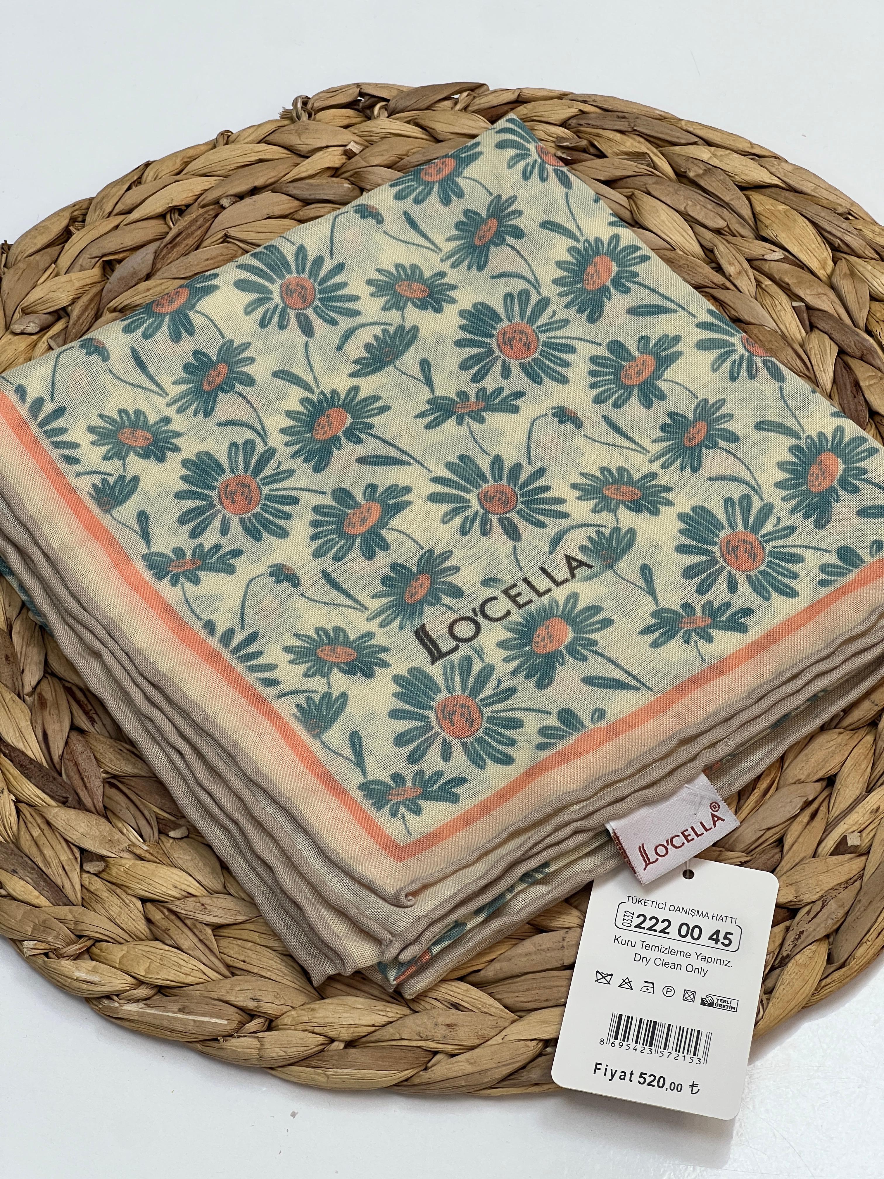 LOCELLA PAPATYA DESEN SOFT EŞARP - KREM