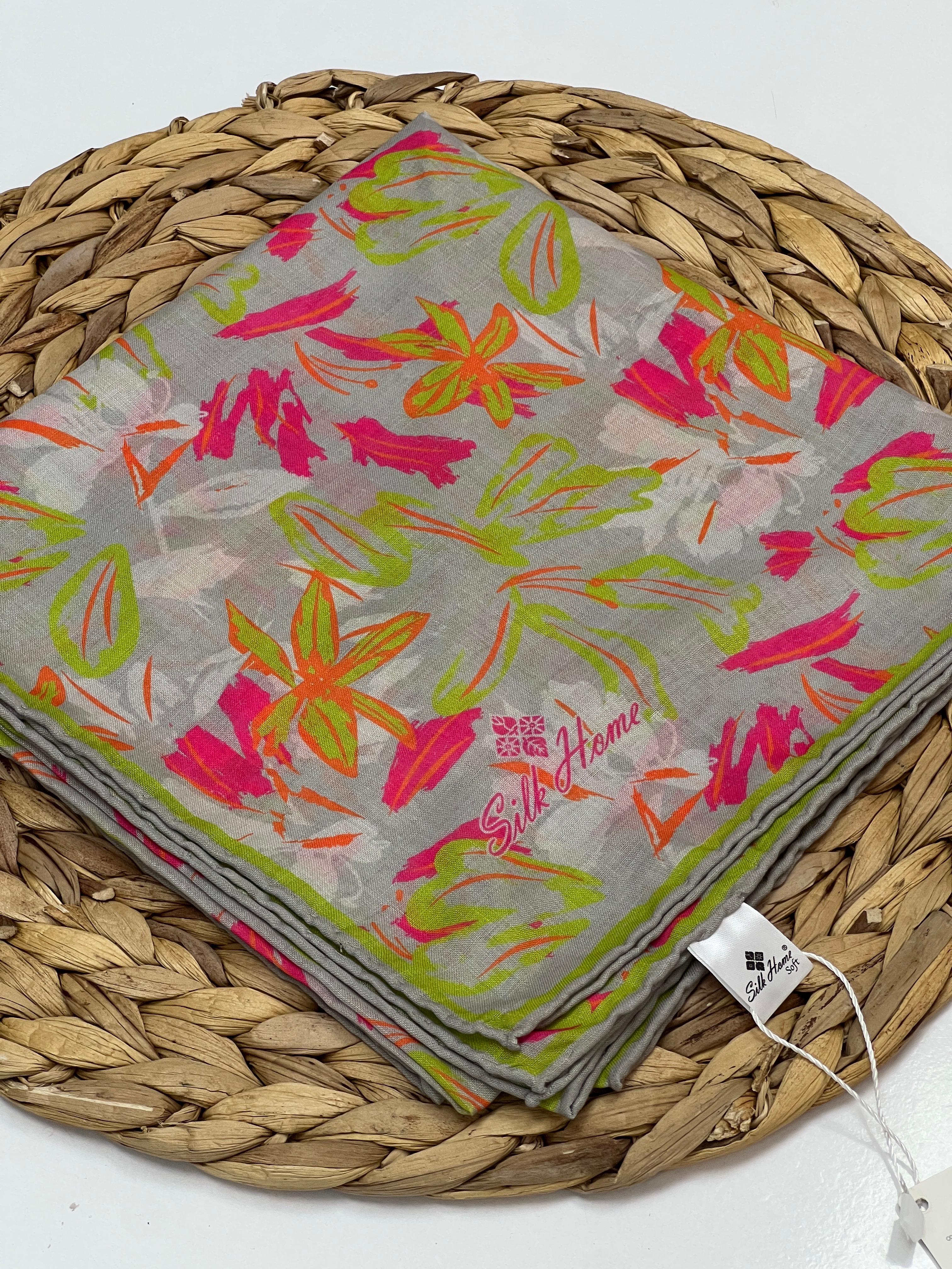 SİLK HOME RENKLİ ÇİÇEK DESEN SOFT EŞARP - RENK 6