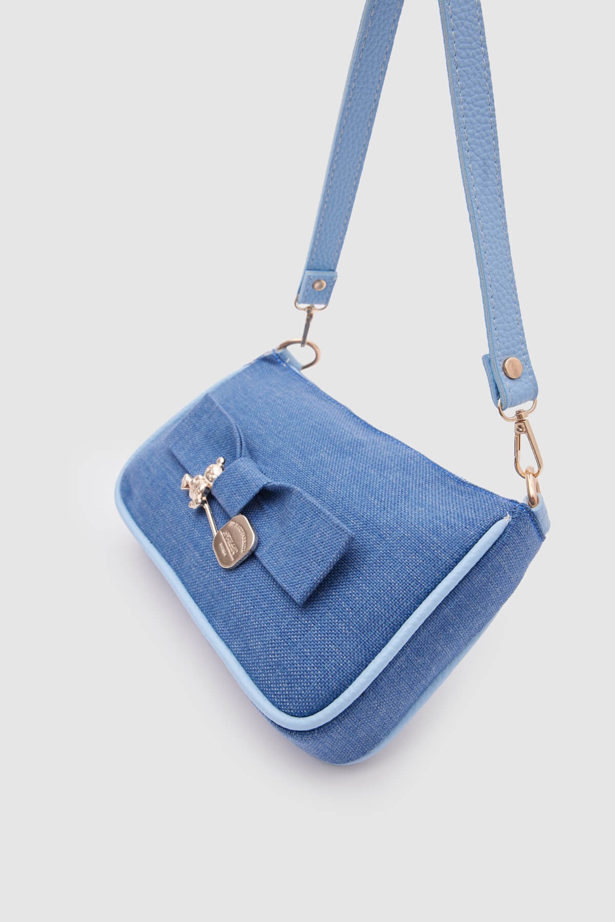 Kate Tokalı Denim Baget Çanta - Mavi