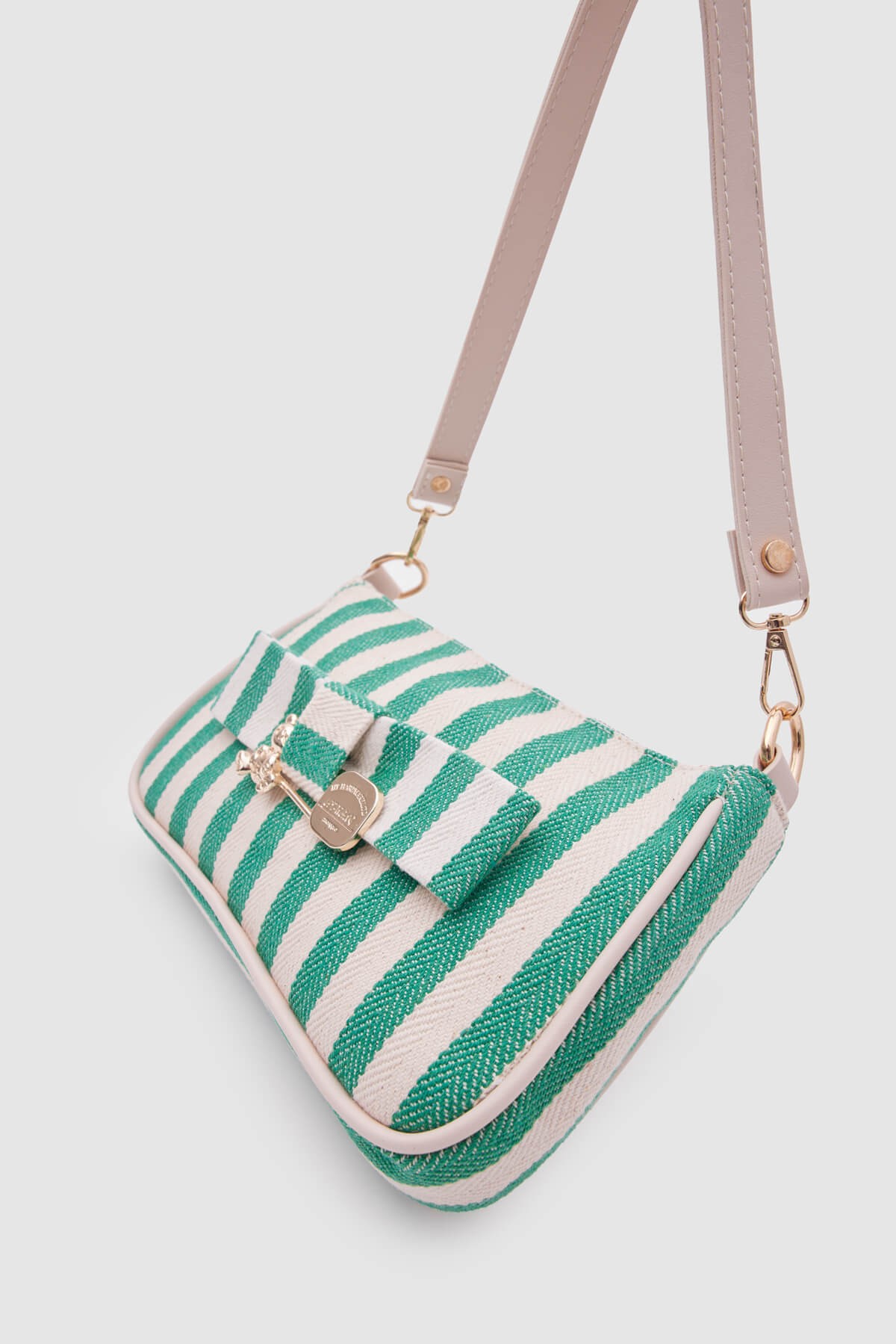 Kate Tokalı Denim Baget Çanta - Yeşil