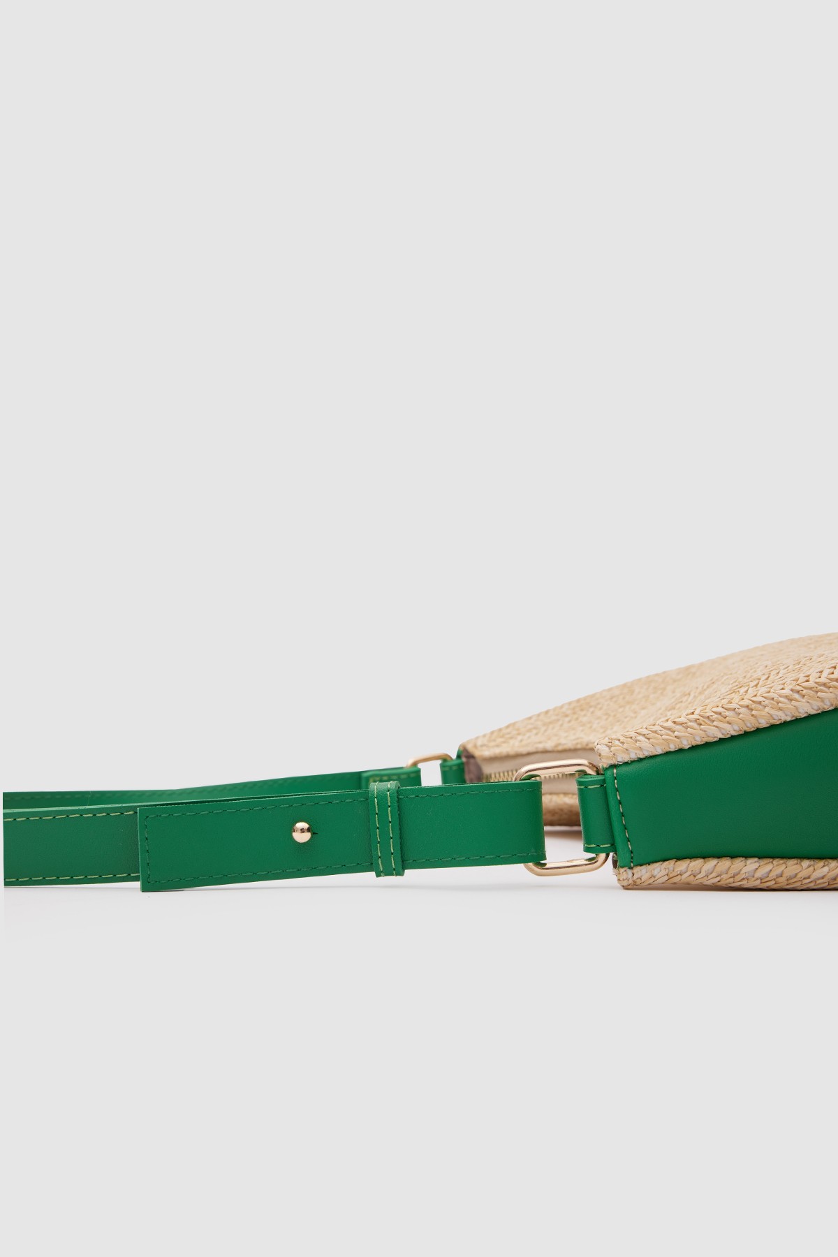 Hanna Deri Askılı Hasır Baget Çanta - Yeşil