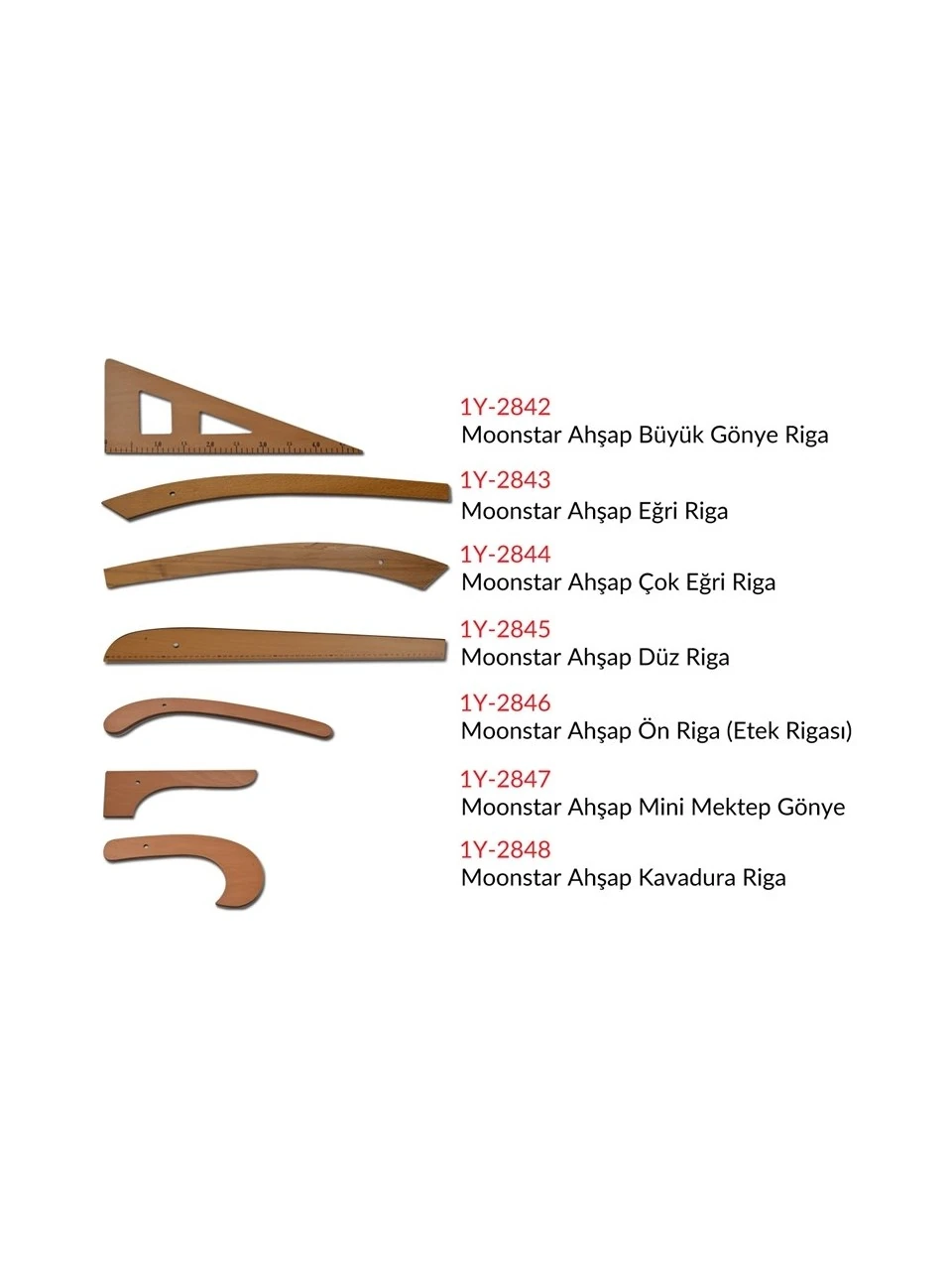 Moonstar Moonstar ahşap Riga Cetvel Takım (7 Parça)