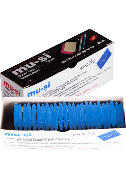Mu-şi Buhar İle Uçan Çizgi Taşı Mavi 25 Adet