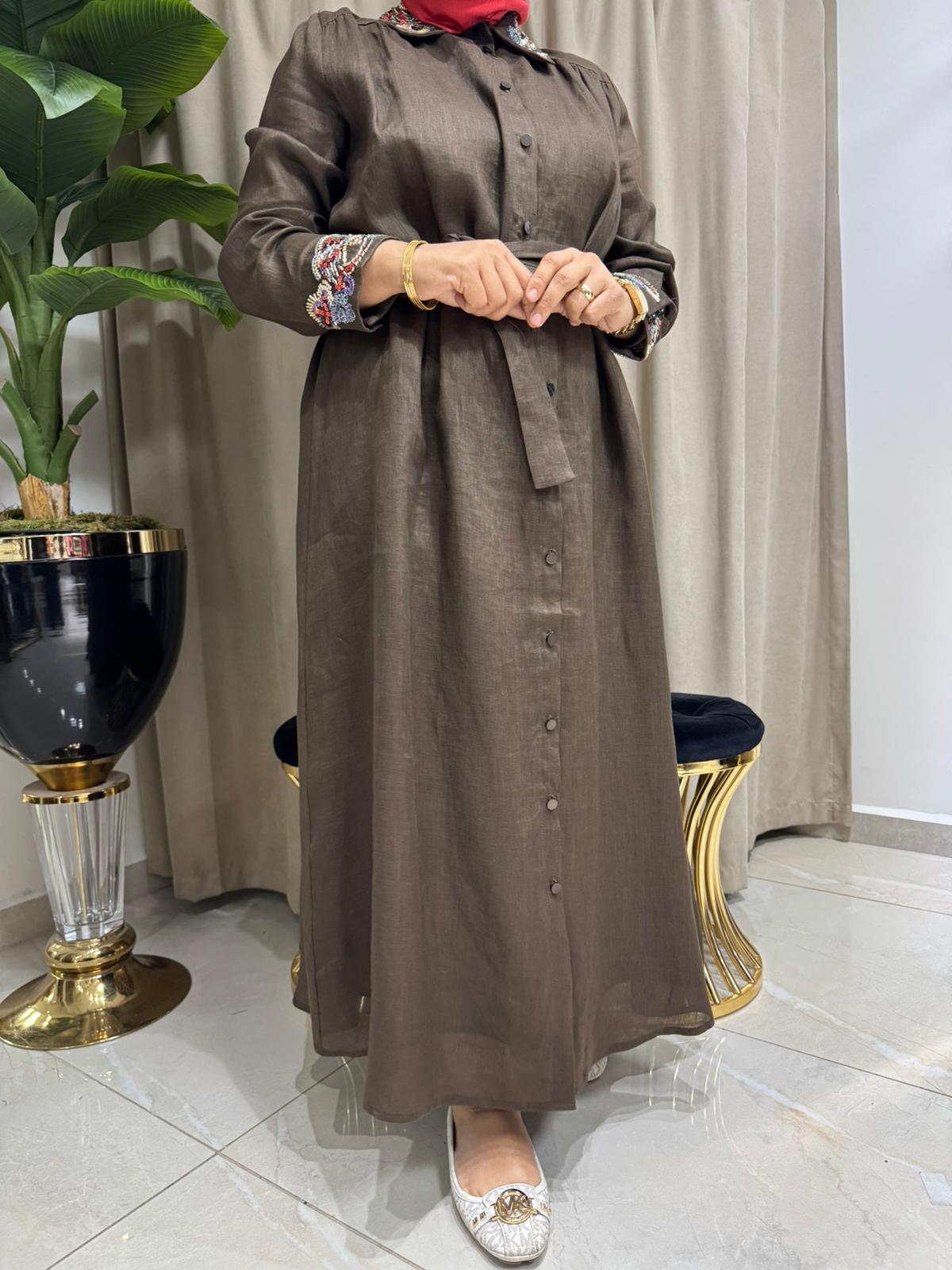 GHİSA KETEN ELBİSE 4091