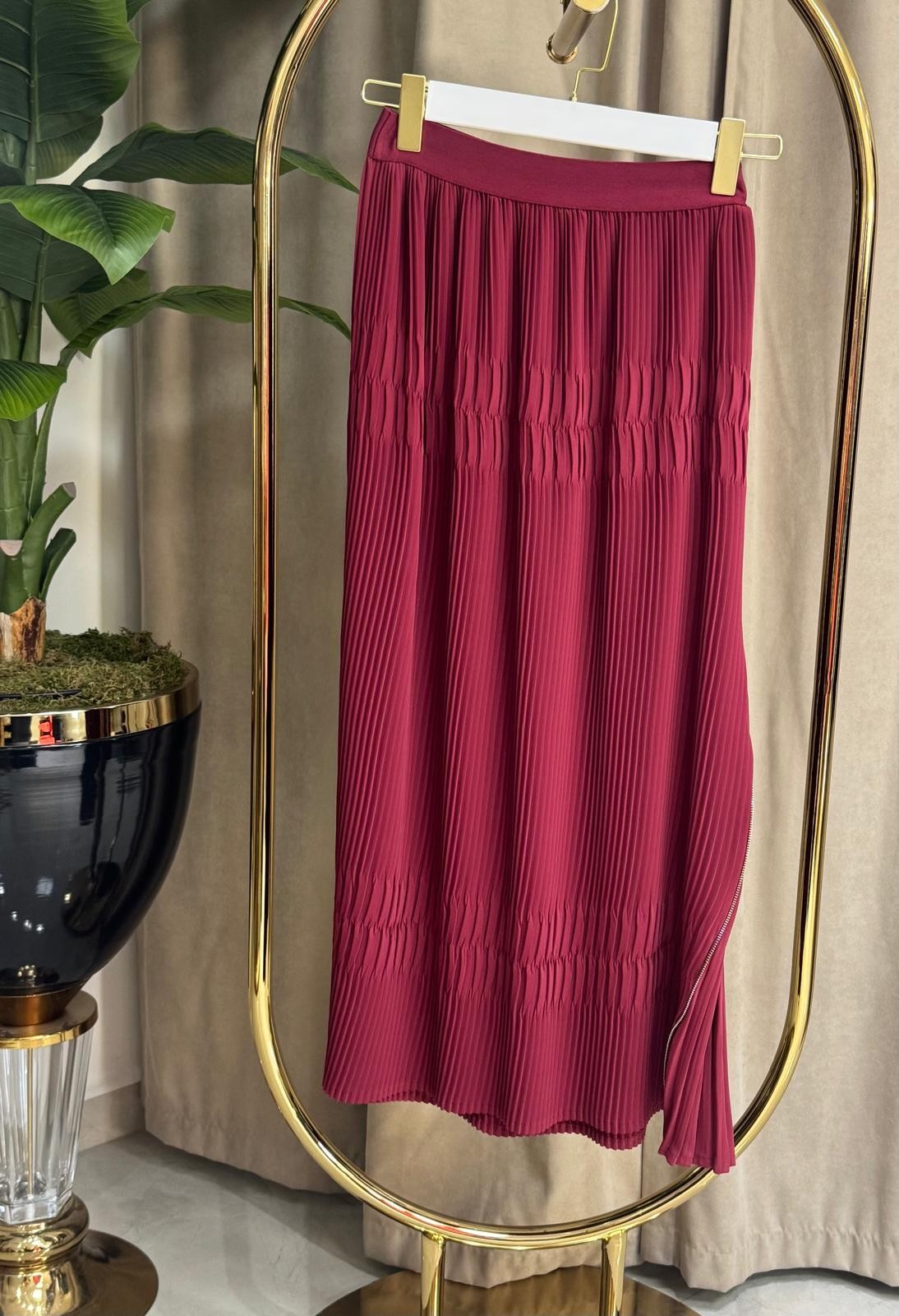 MİSSWHENCE FERMUARLI ETEK - BORDO