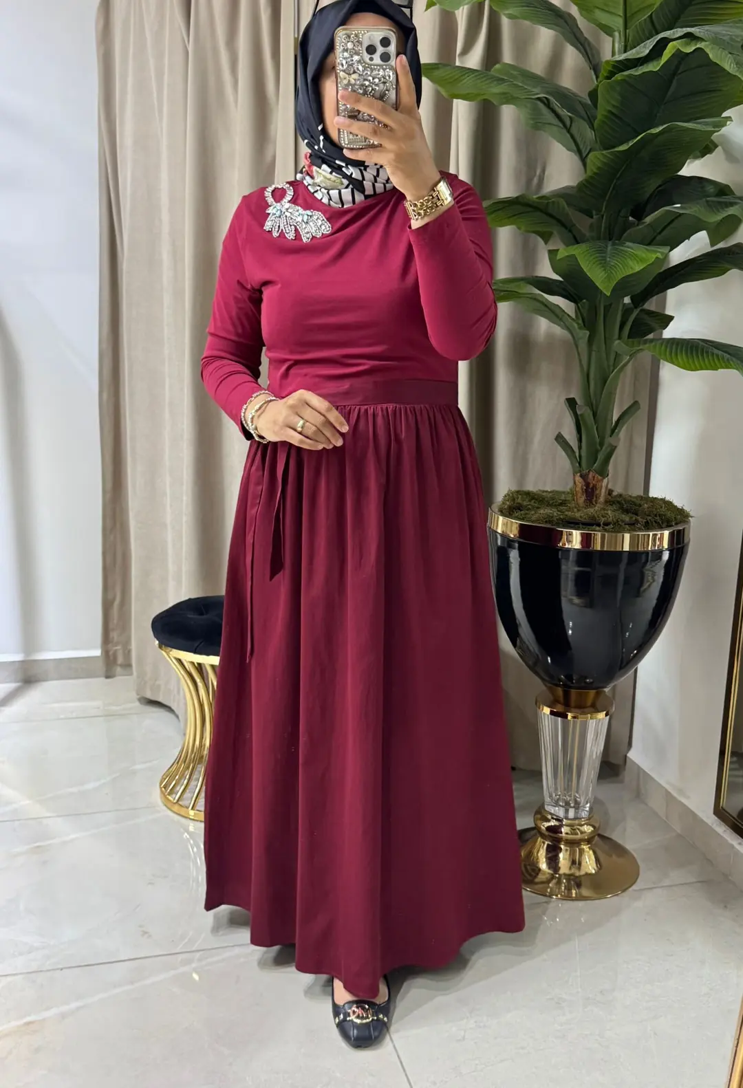 MİSSEMRAMİSS TAŞ İŞLEMELİ COMFORT ELBİSE