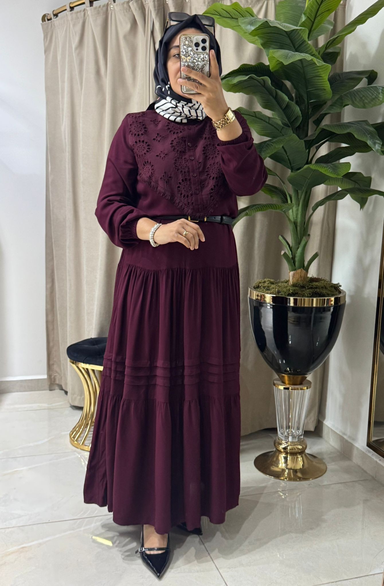 FİSTO DETAYLI VİSCONE ELBİSE