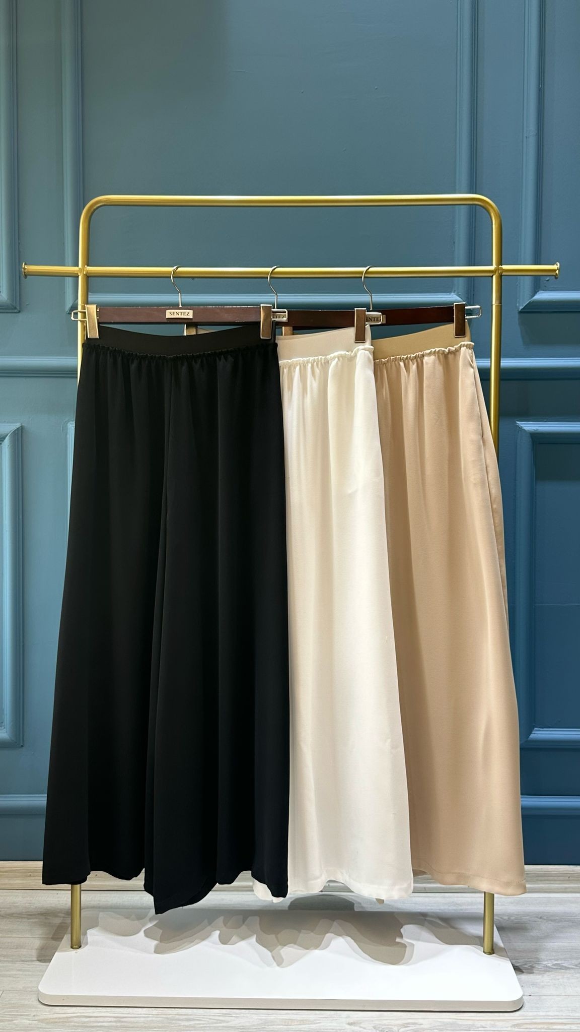 SENTEZ LOGOS GENİŞ PAÇA PANTOLON - BEJ
